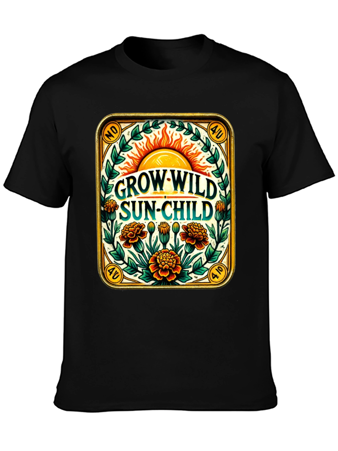 Grow Wild Sun-Child Black T-Shirt