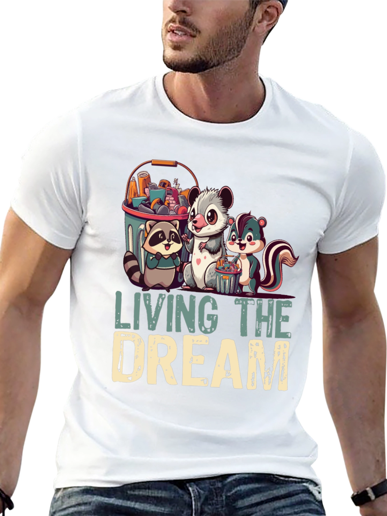 Living the Dream T-Shirt - Raccoon Opossum Skunk