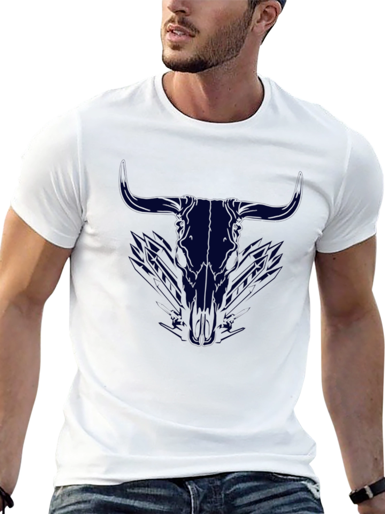 Bull Skull Graphic Tee - Mens Black T-Shirt
