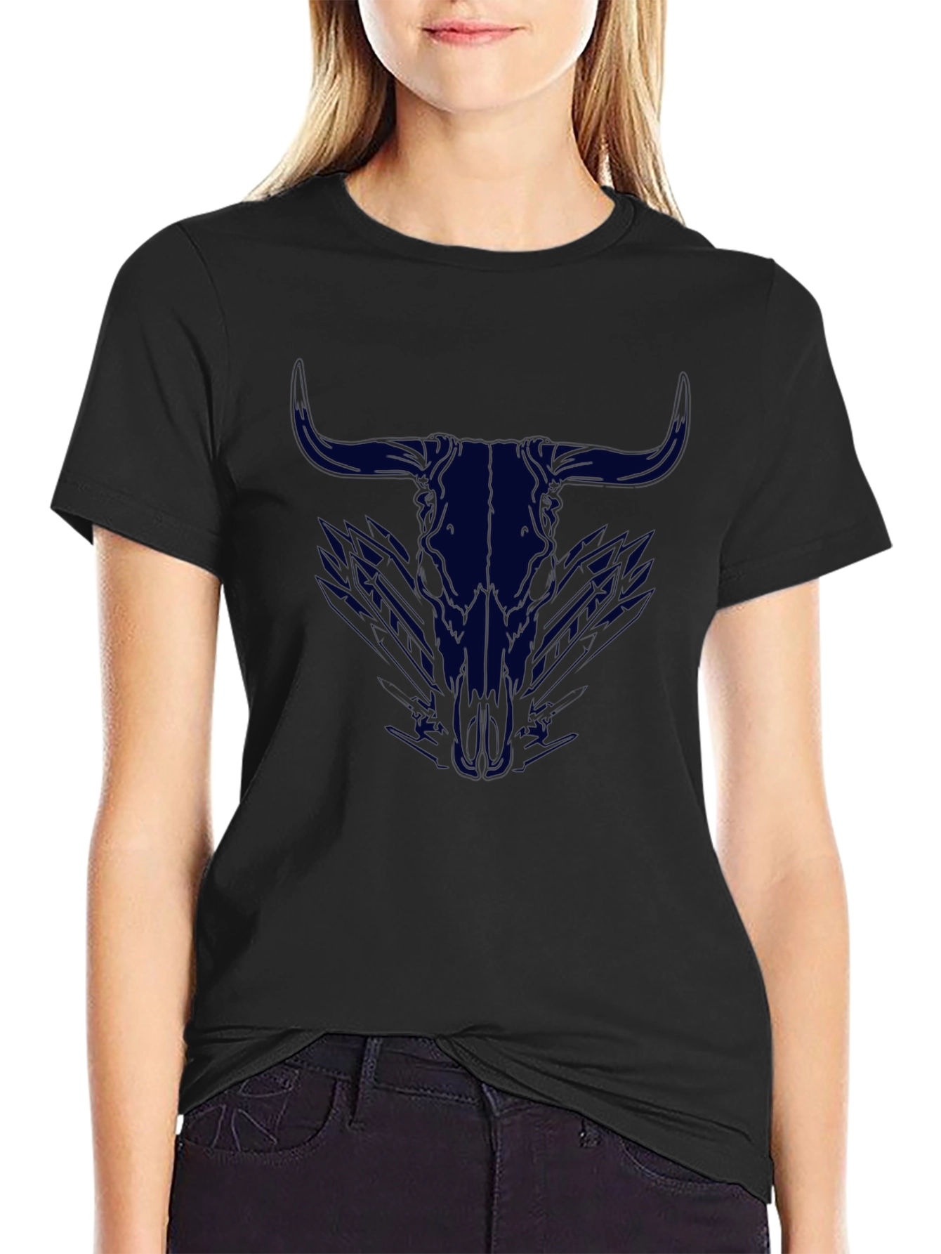 Bull Skull Graphic Tee - Mens Black T-Shirt