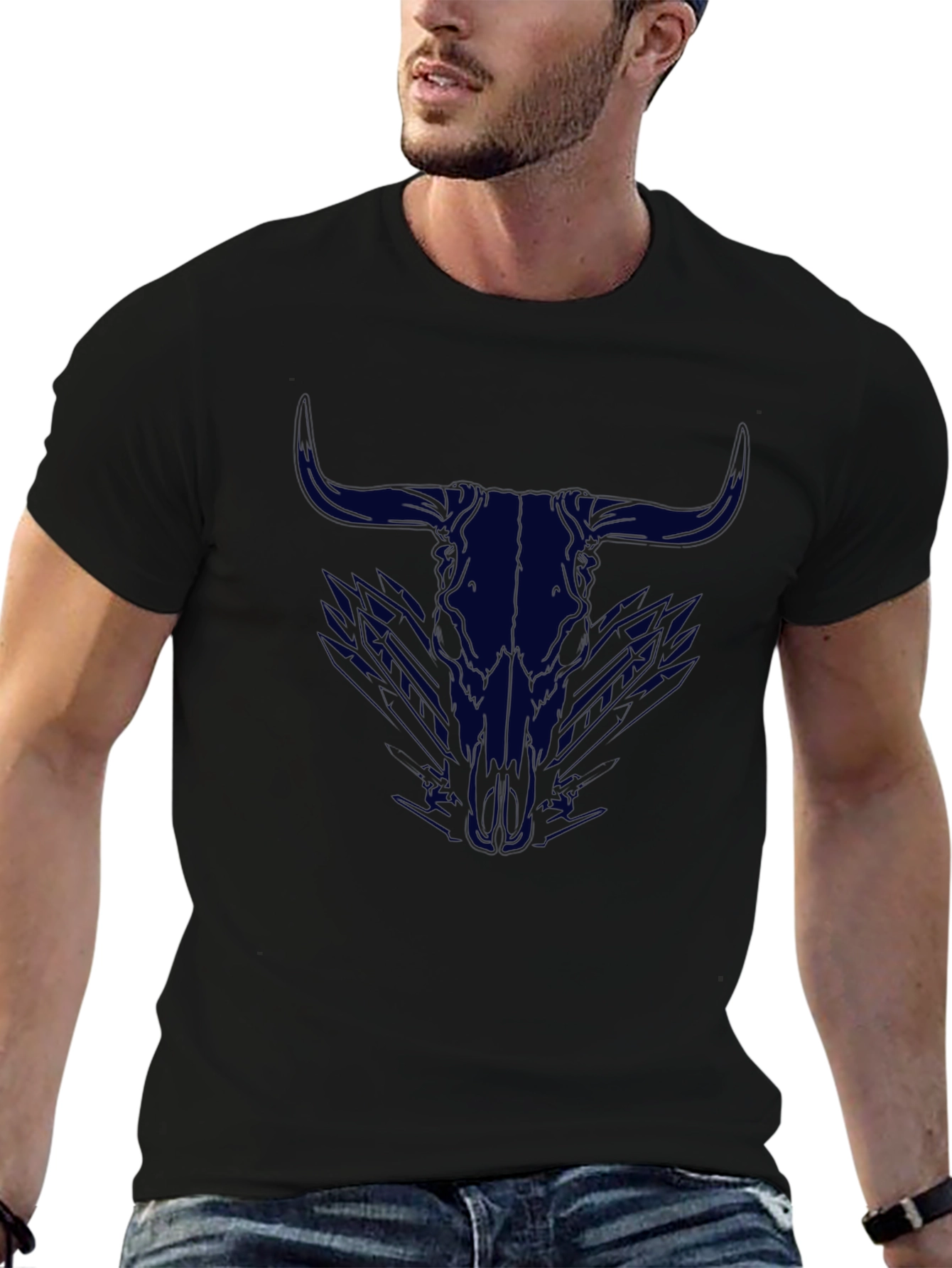 Bull Skull Graphic Tee - Mens Black T-Shirt