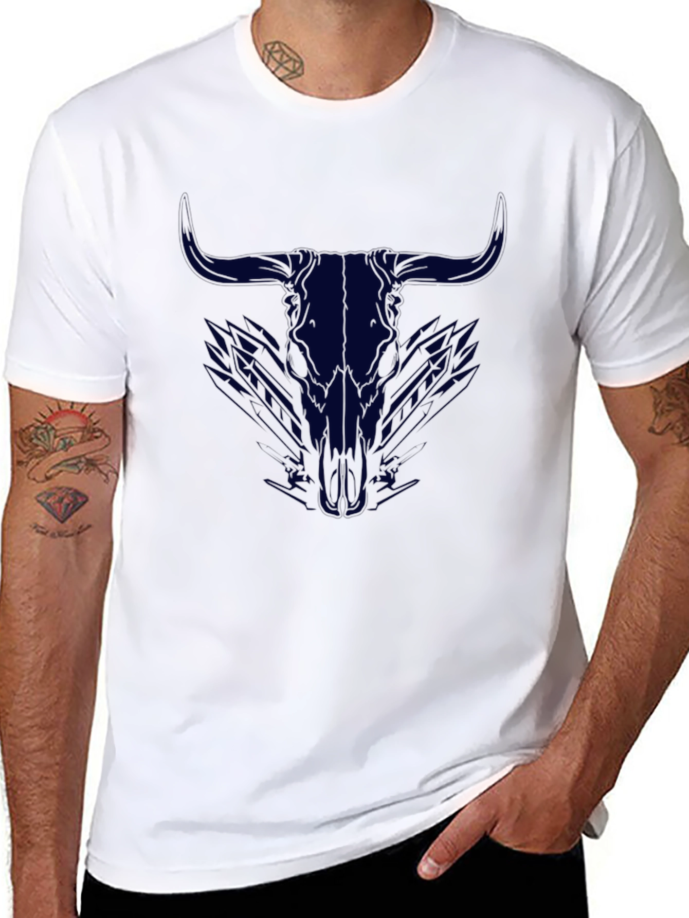 Bull Skull Graphic Tee - Mens Black T-Shirt