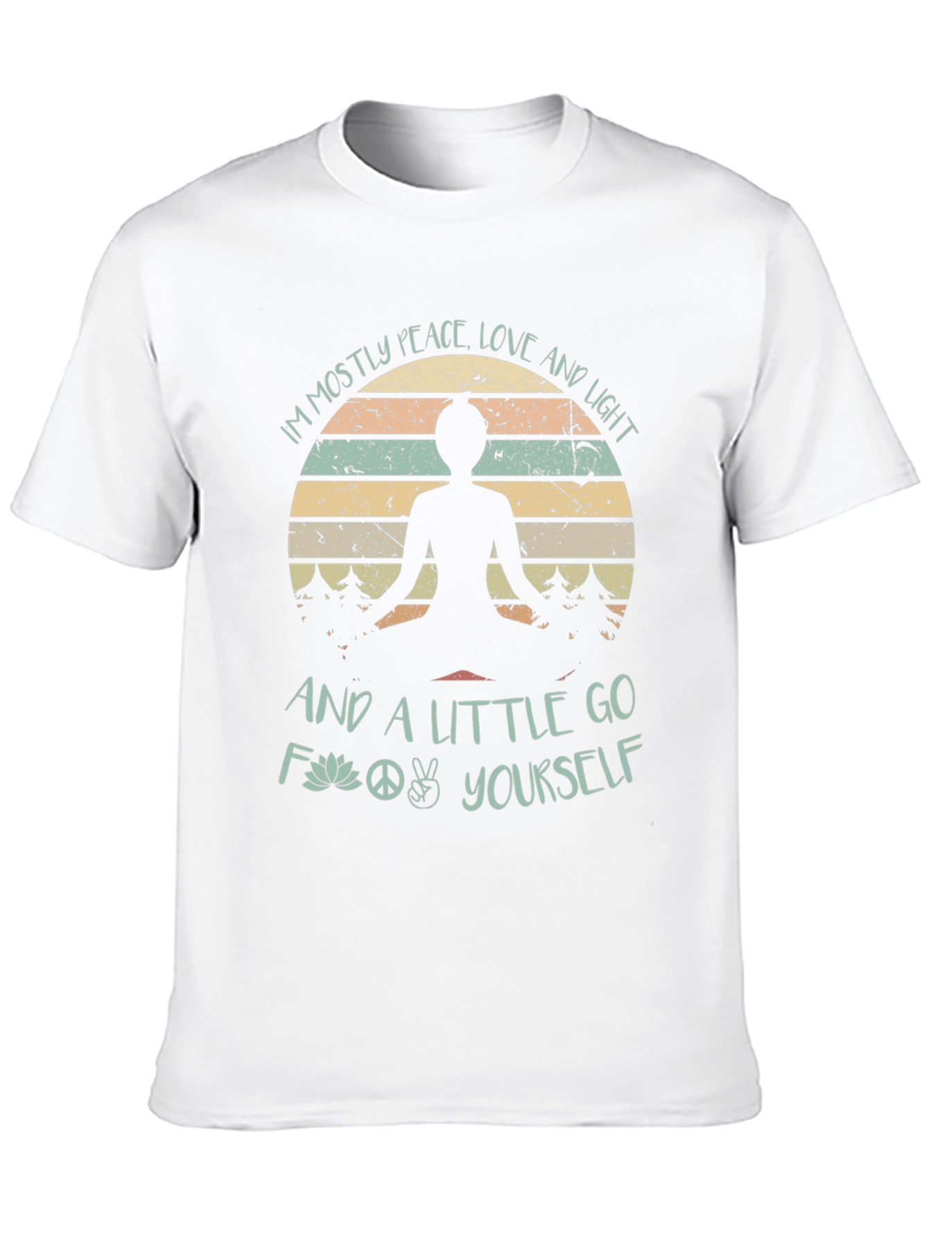 Peace Love Light T-Shirt - Yoga Lotus Design