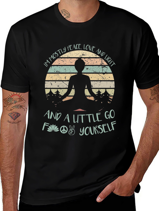 Peace Love Light T-Shirt - Yoga Lotus Design