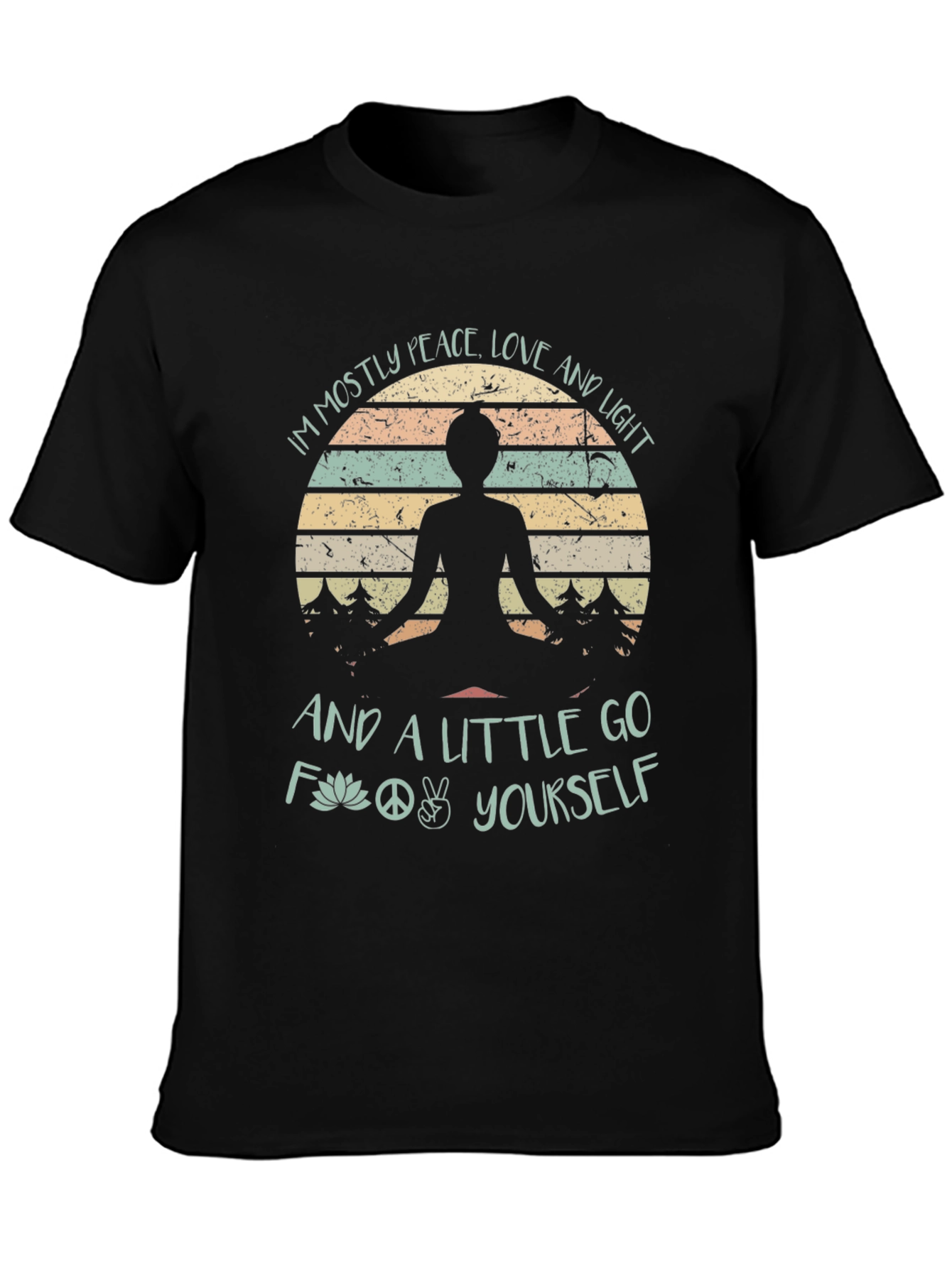Peace Love Light T-Shirt - Yoga Lotus Design