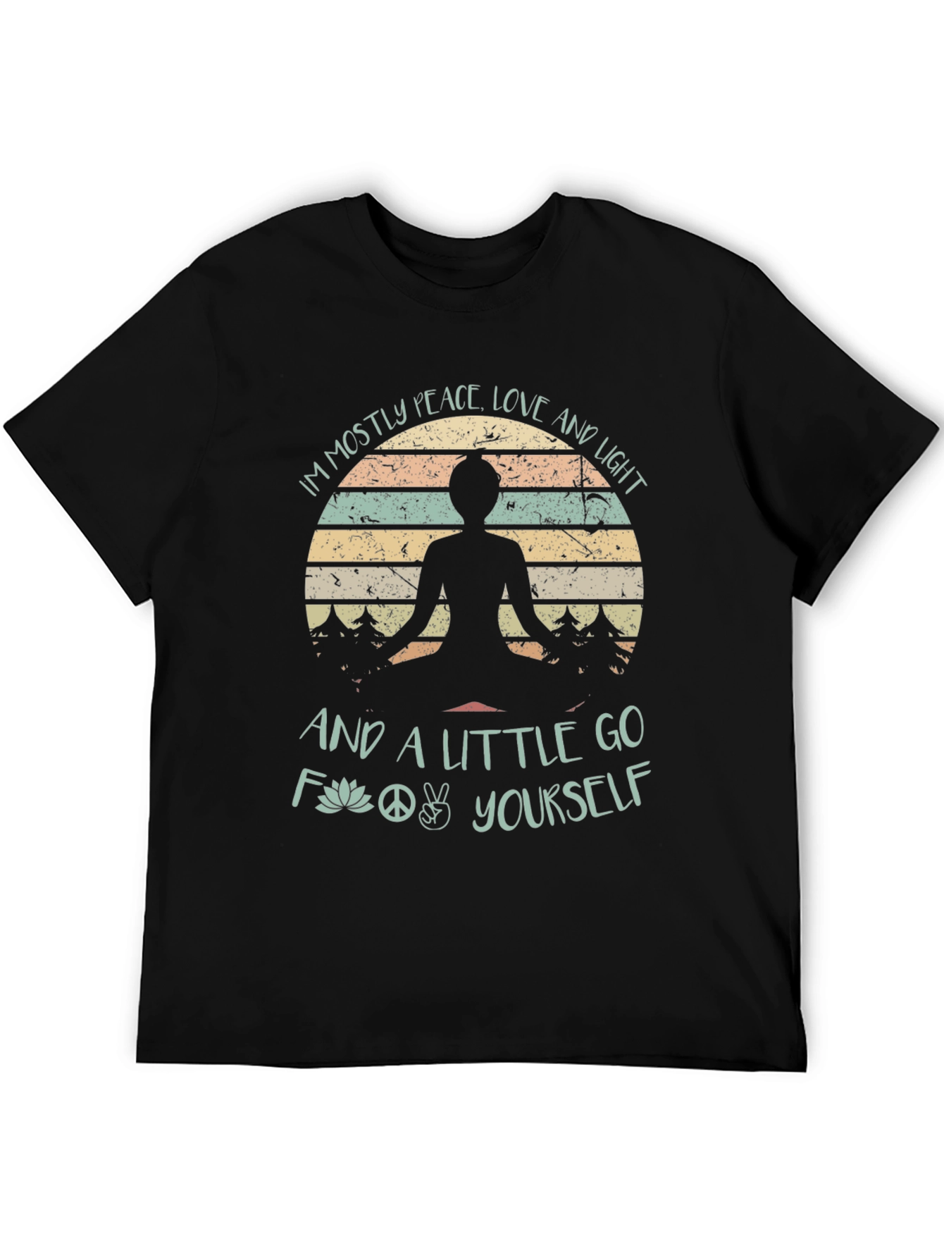 Peace Love Light T-Shirt - Yoga Lotus Design