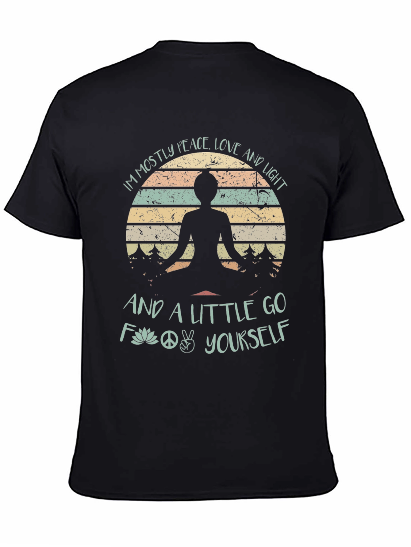 Peace Love Light T-Shirt - Yoga Lotus Design