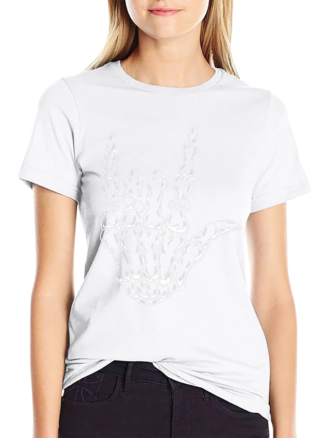 Rock and Roll Skeleton Hand Graphic Tee