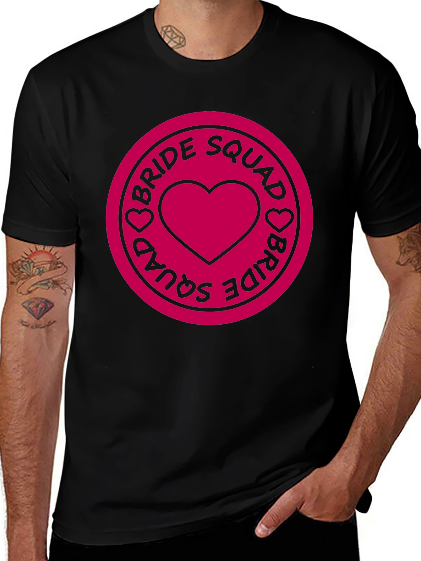 Bride Squad Heart Graphic Tee - Black