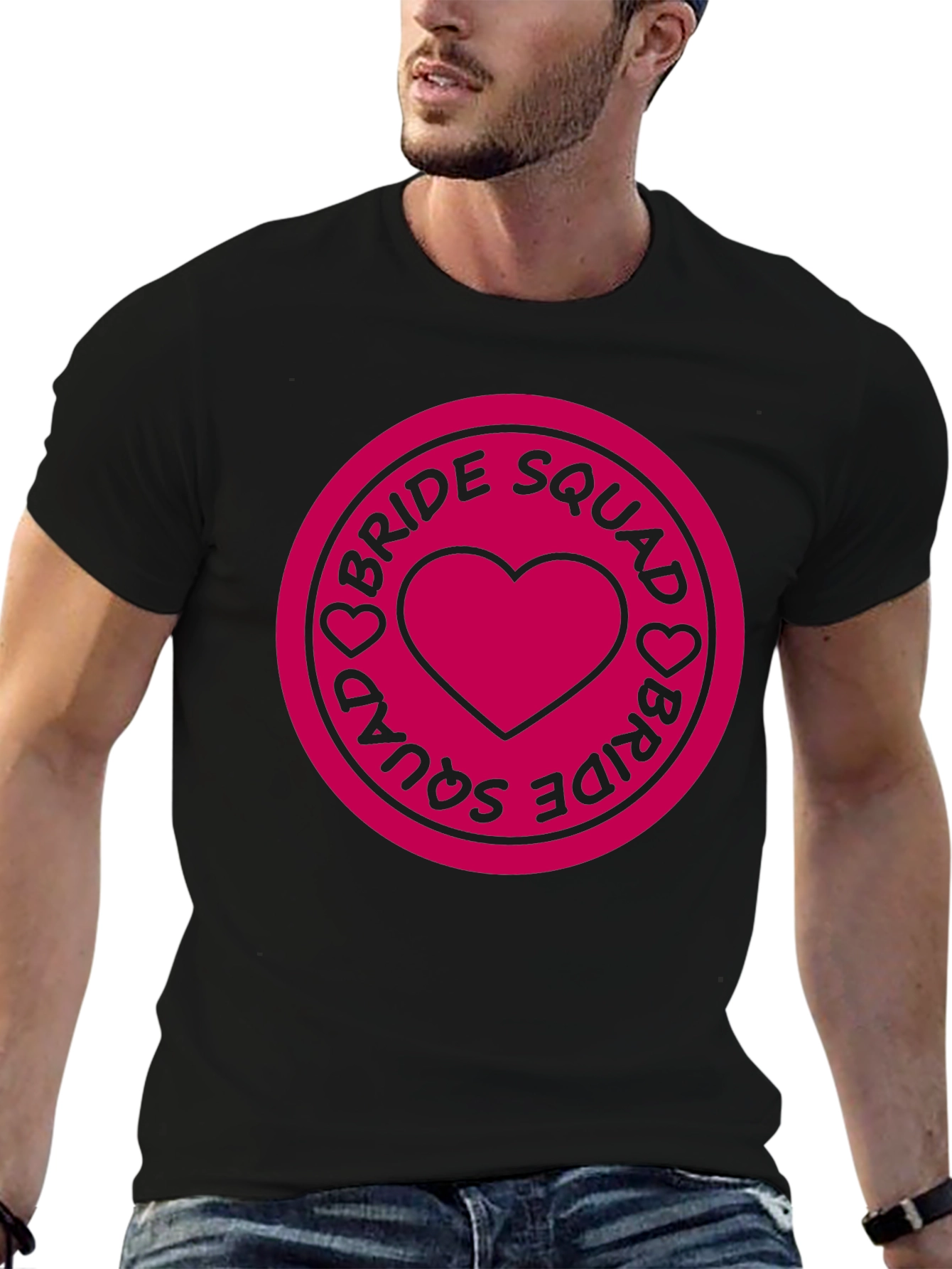 Bride Squad Heart Graphic Tee - Black