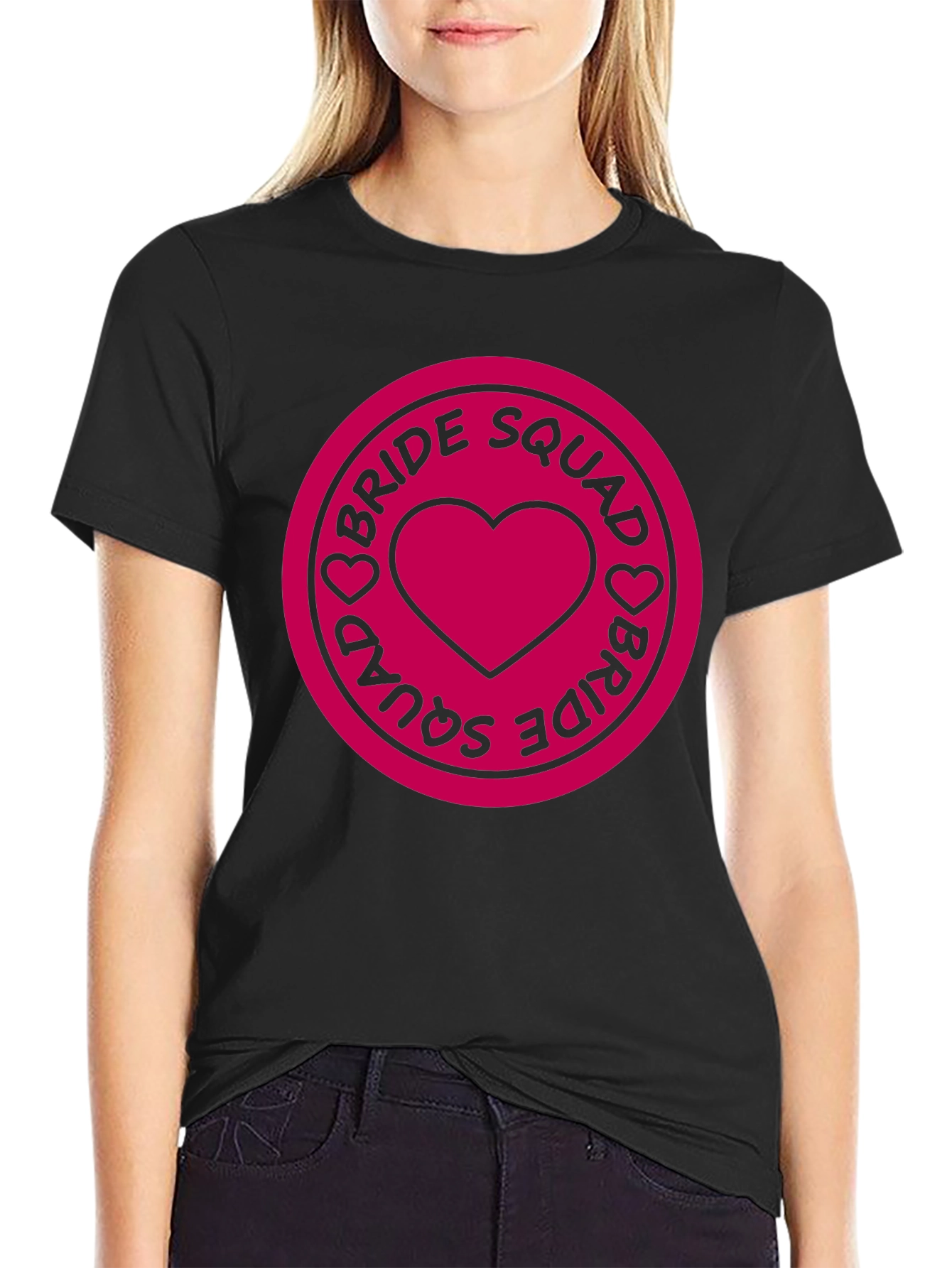 Bride Squad Heart Graphic Tee - Black