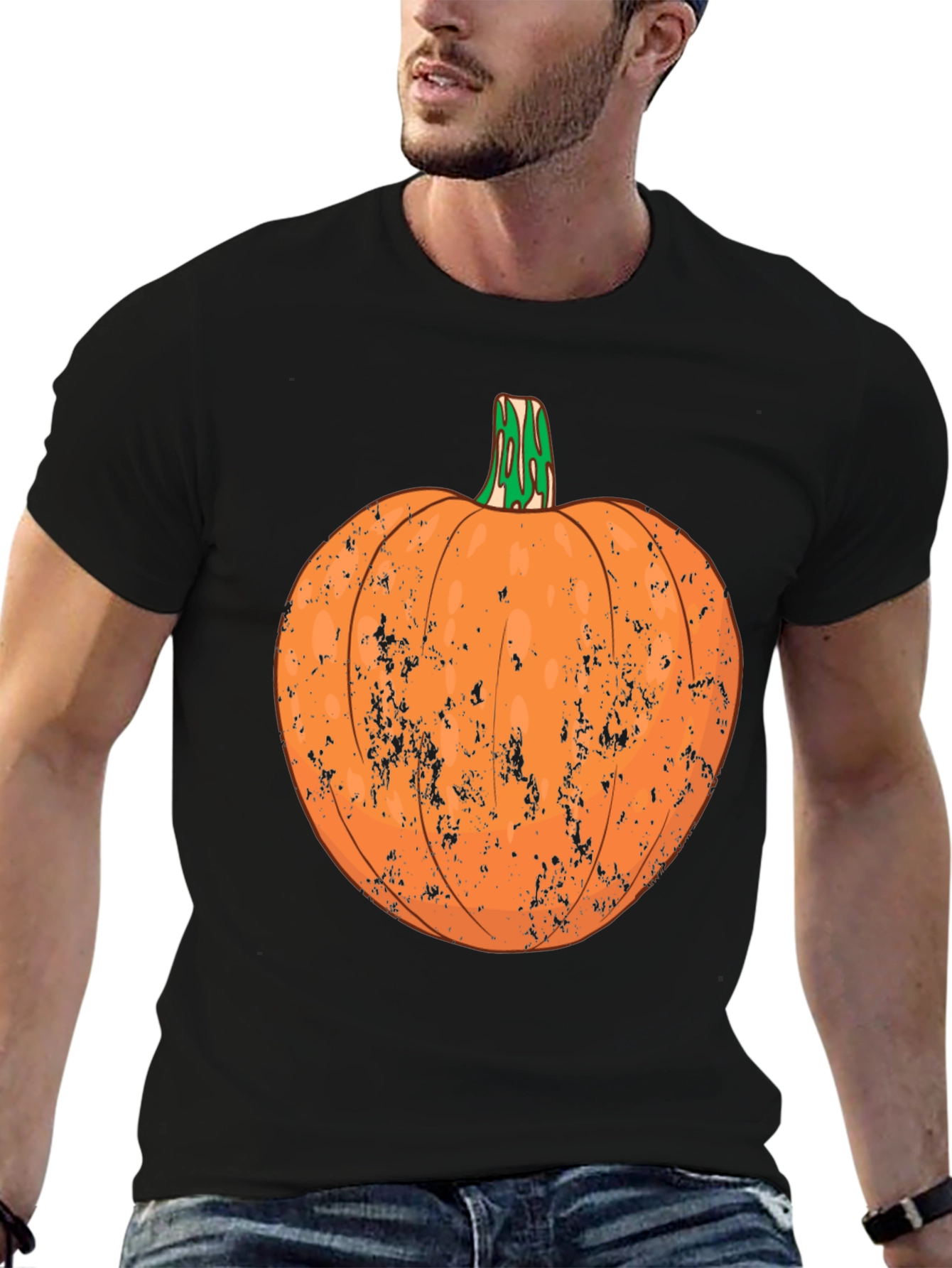Distressed Pumpkin Graphic Tee - Halloween Ready