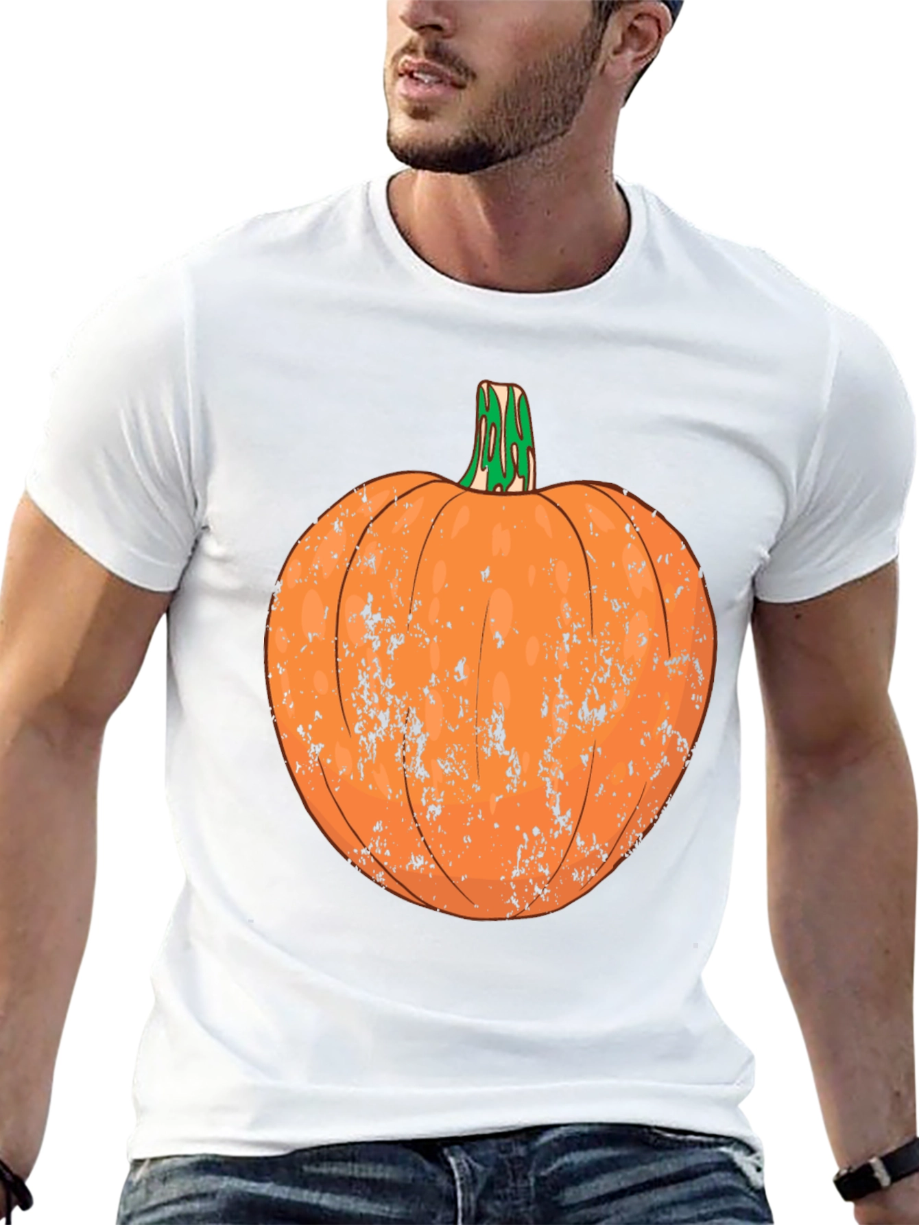 Distressed Pumpkin Graphic Tee - Halloween Ready