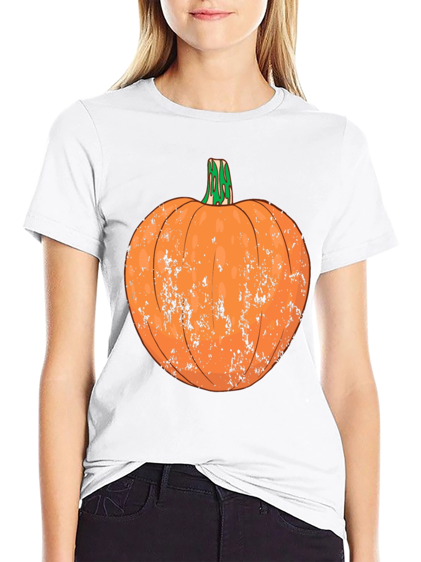 Distressed Pumpkin Graphic Tee - Halloween Ready