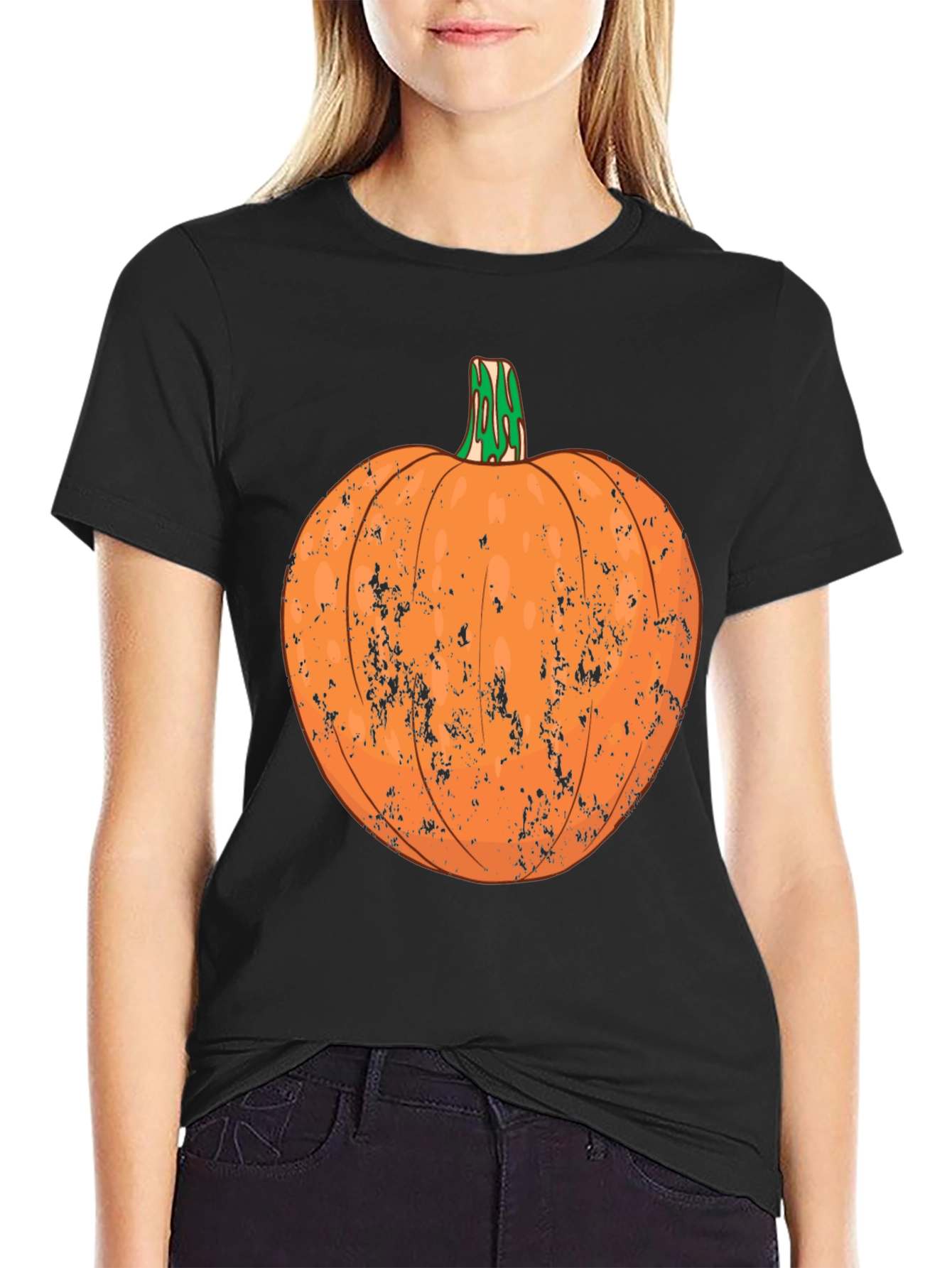 Distressed Pumpkin Graphic Tee - Halloween Ready