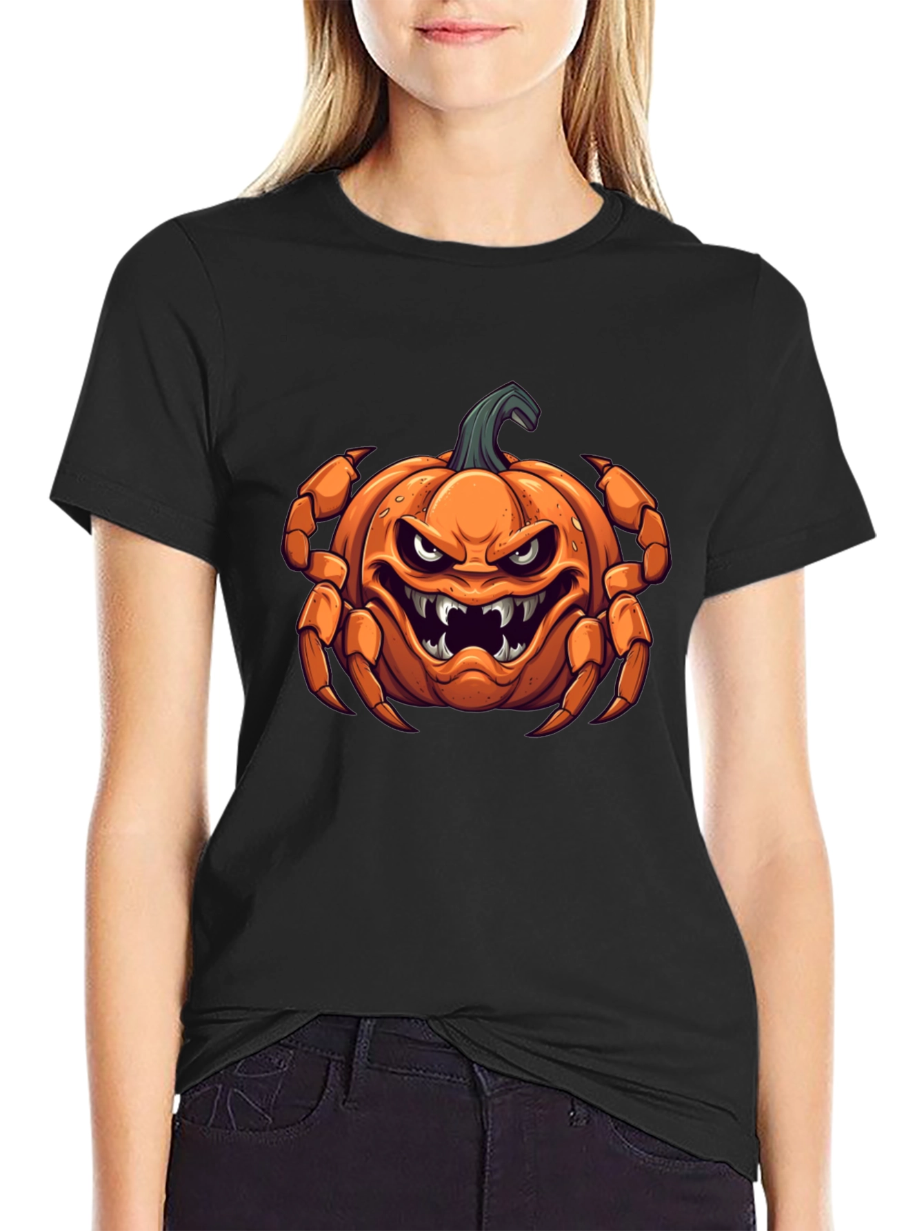 Halloween Pumpkin Crab Graphic Tee