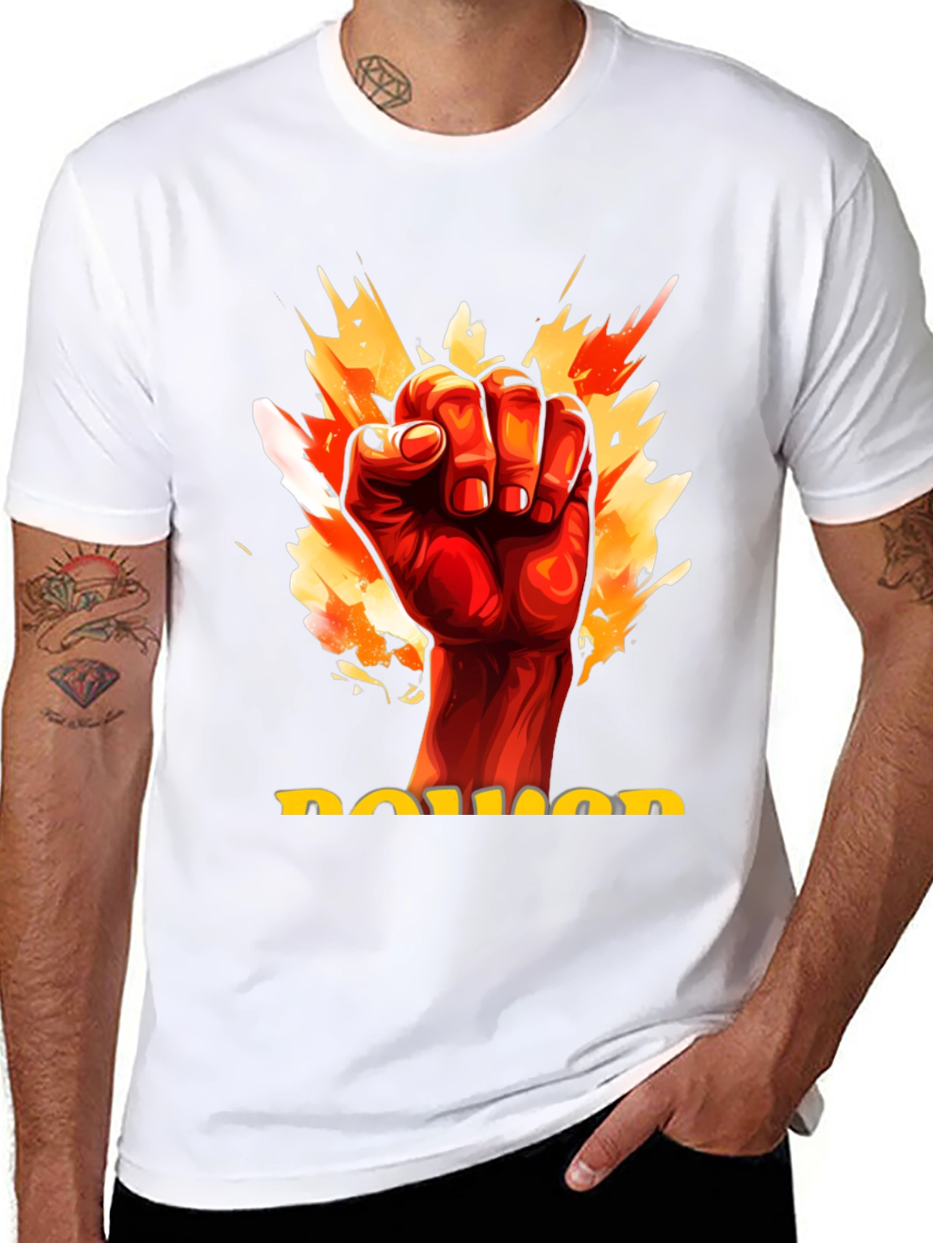 Power Fist Graphic Tee - Mens Black Cotton T-Shirt