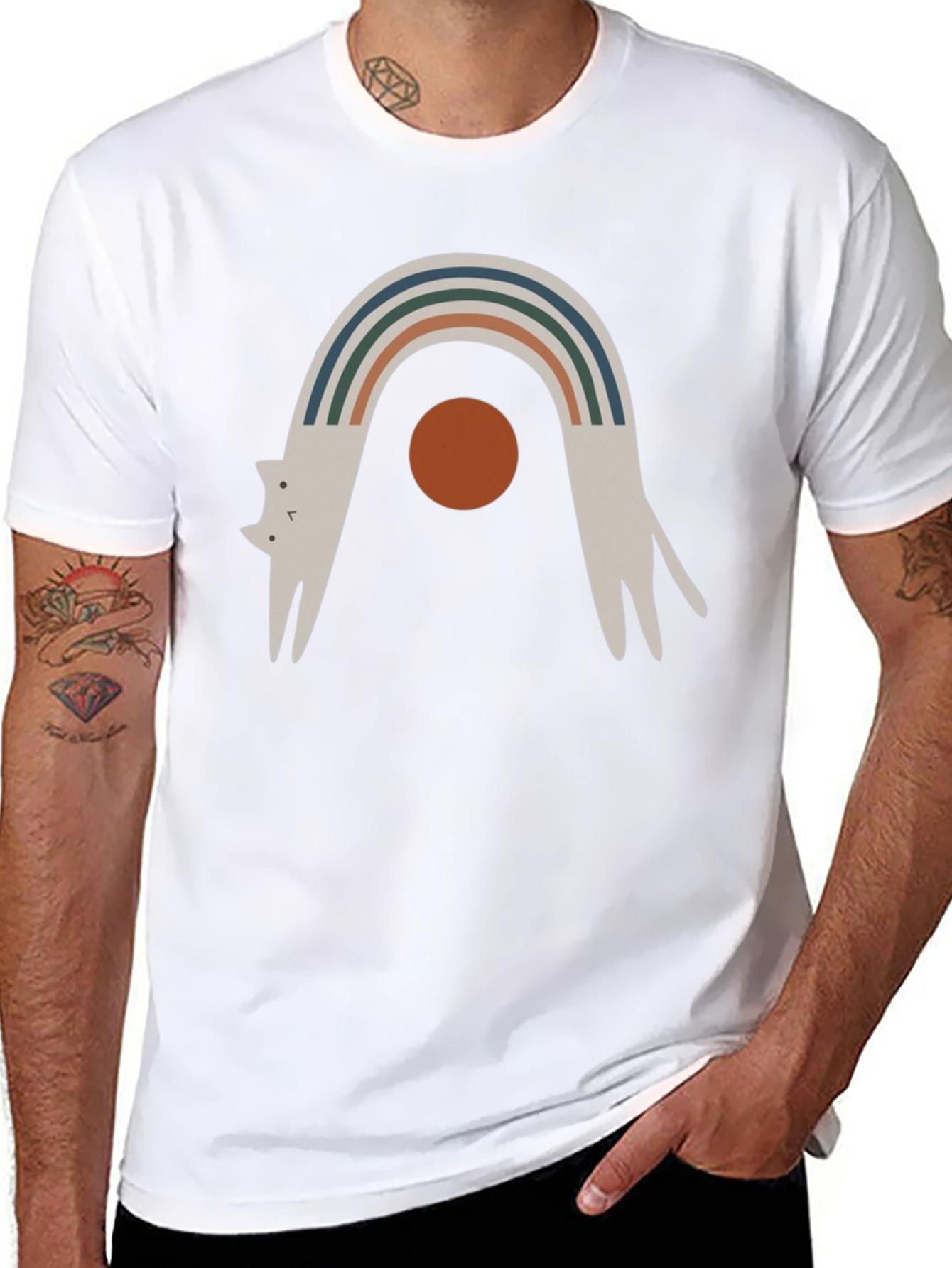 Arched Cat Graphic Tee - Black