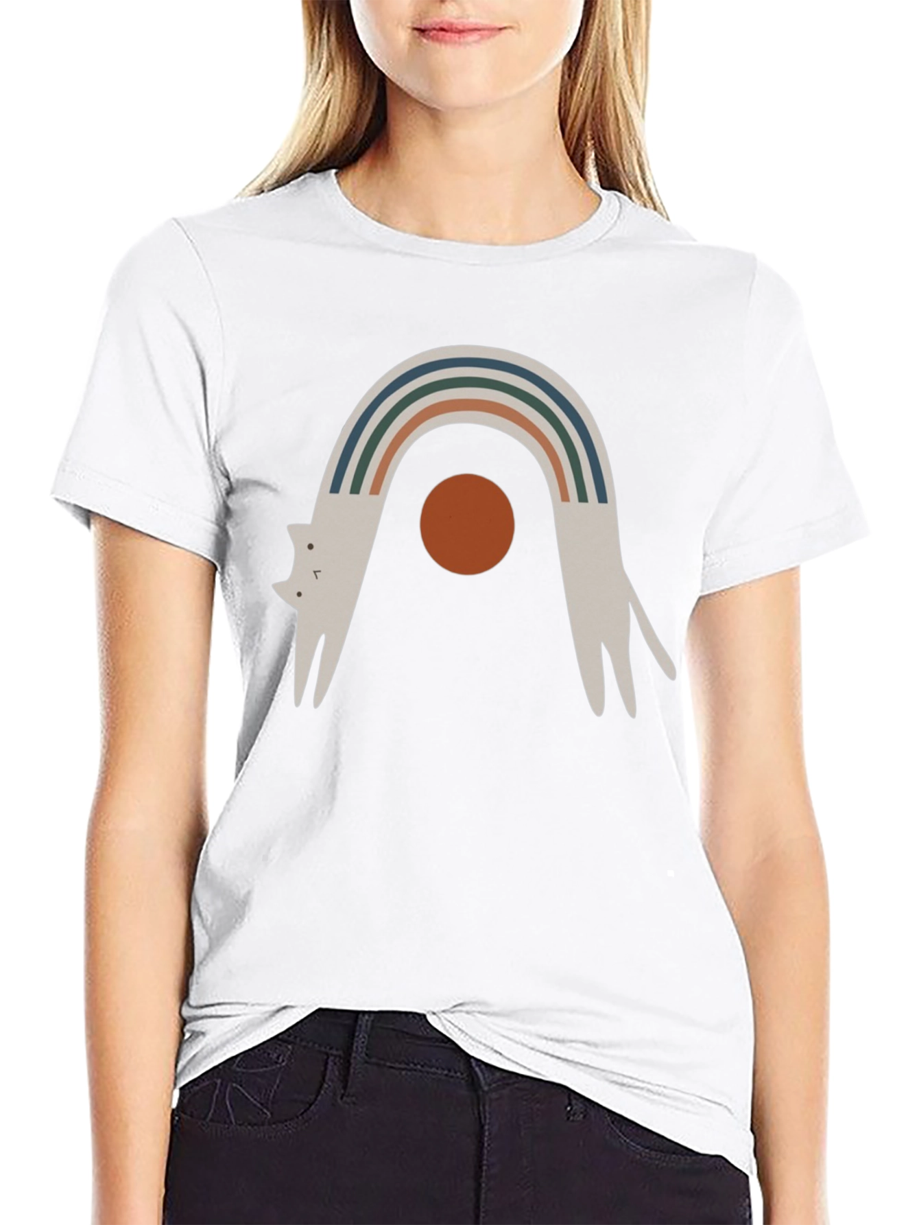 Arched Cat Graphic Tee - Black