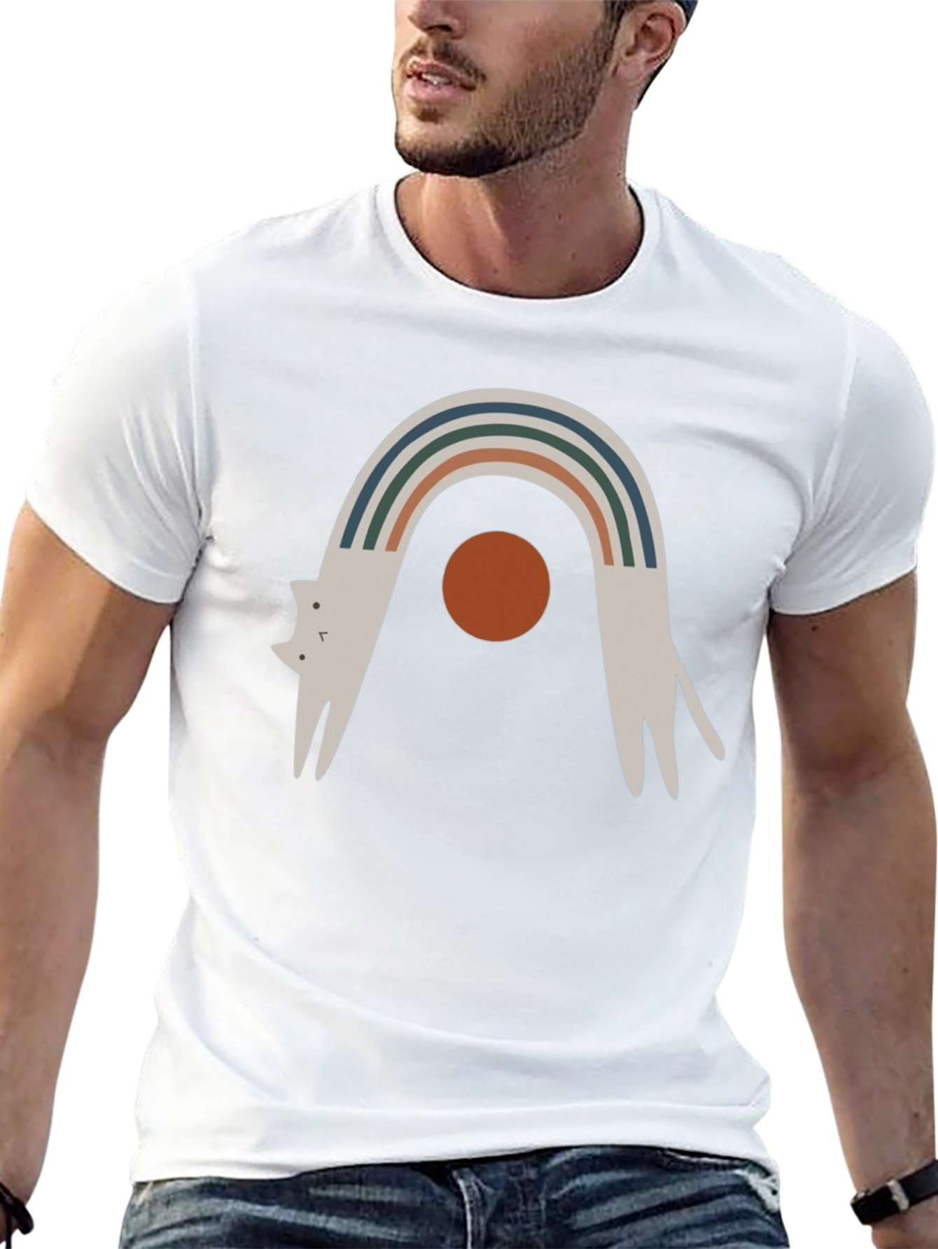 Arched Cat Graphic Tee - Black