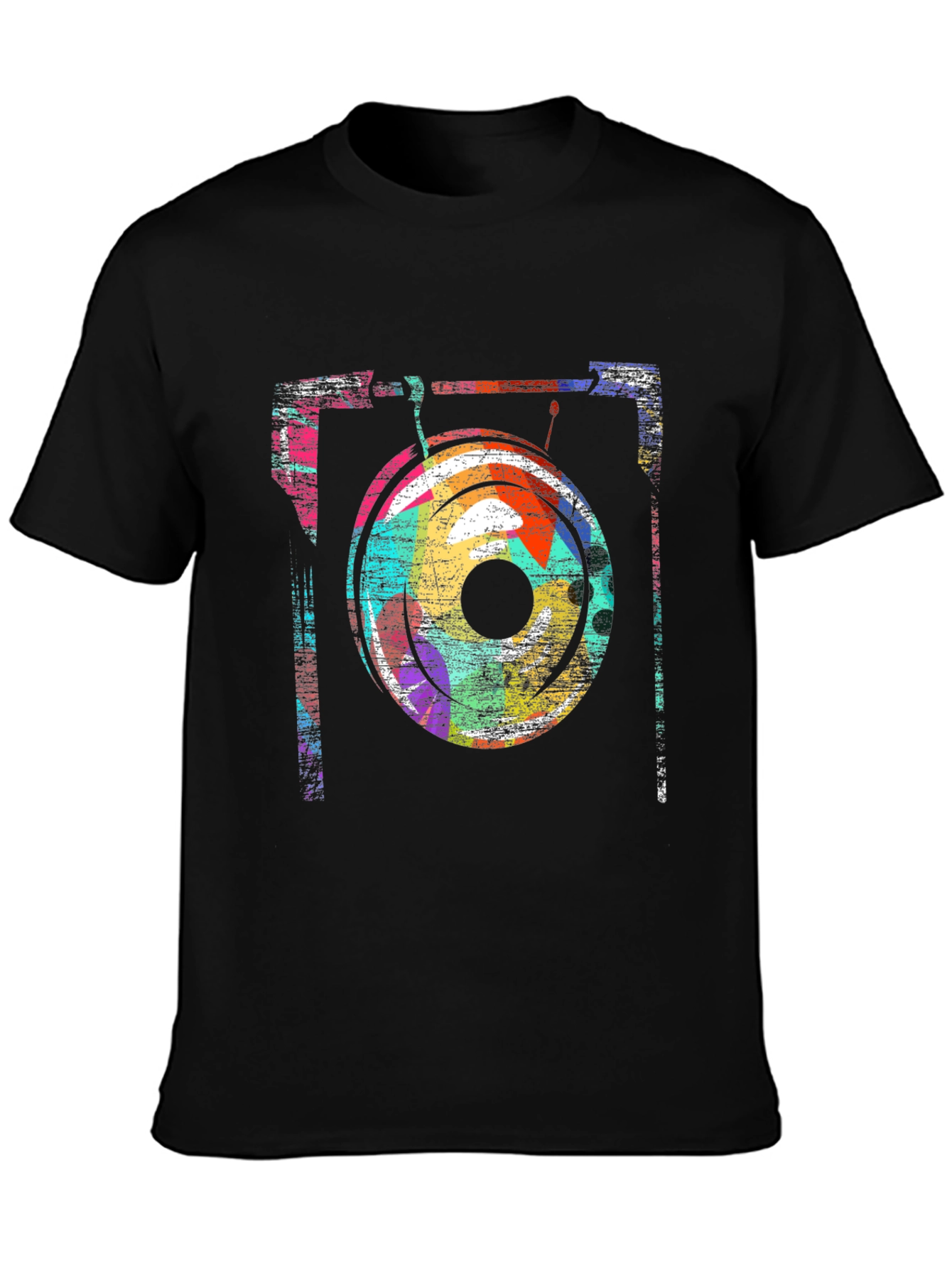Abstract Turntable Graphic Tee - Retro DJ Style