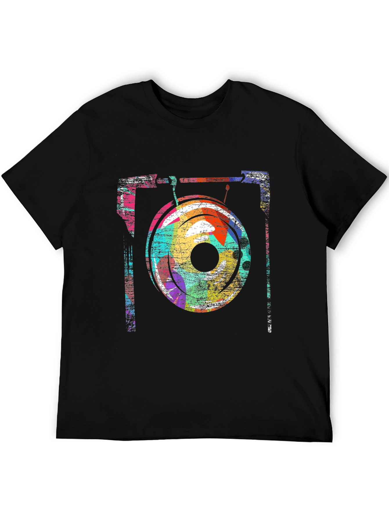 Abstract Turntable Graphic Tee - Retro DJ Style