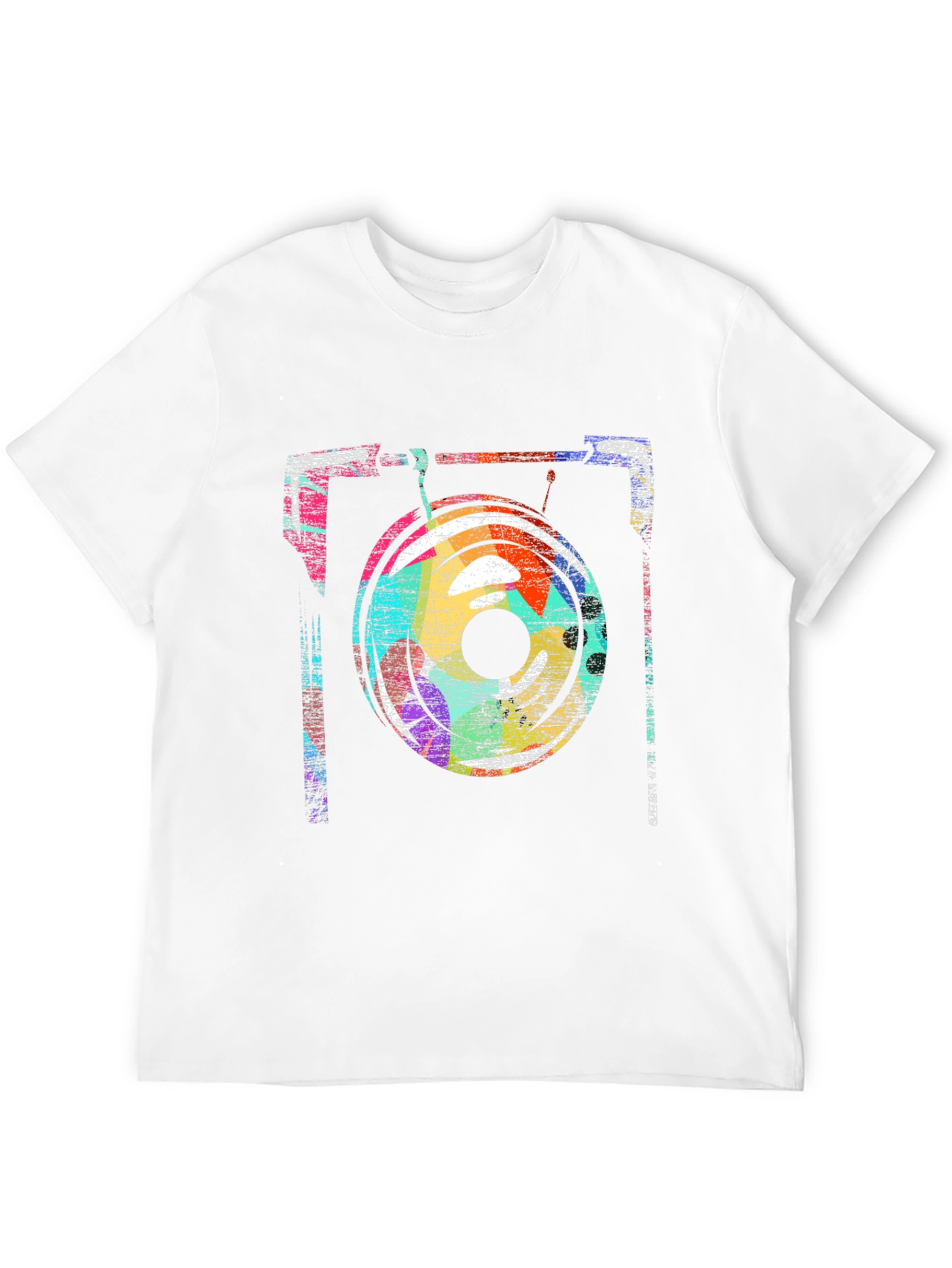 Abstract Turntable Graphic Tee - Retro DJ Style