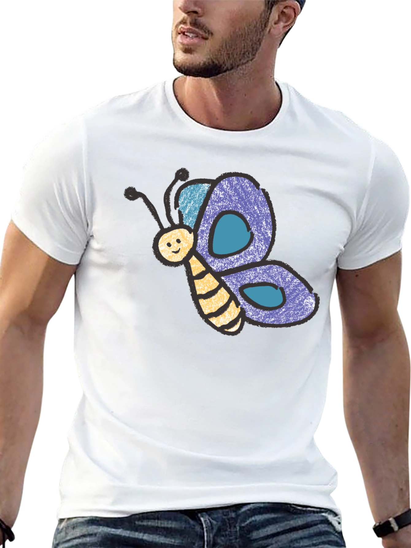 Cute Butterfly Graphic Black T-Shirt