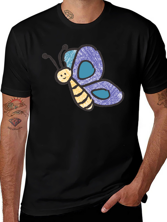 Cute Butterfly Graphic Black T-Shirt