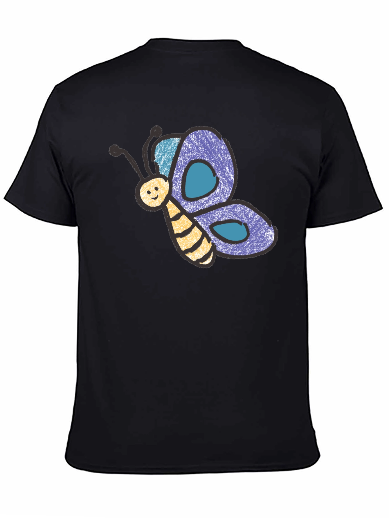 Cute Butterfly Graphic Black T-Shirt
