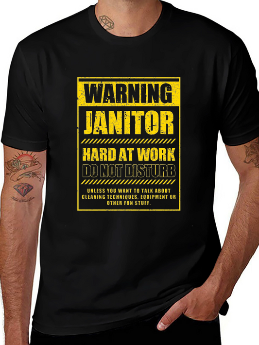 Warning Janitor T-Shirt - Funny Cleaning Crew Apparel