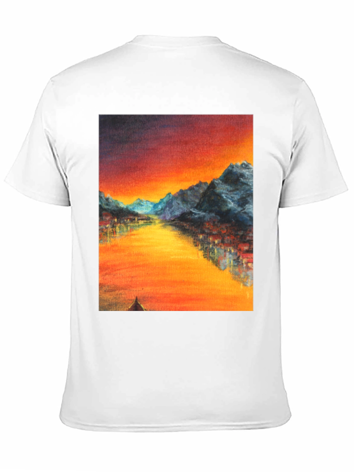 Sunset Mountain River Graphic Tee - Black