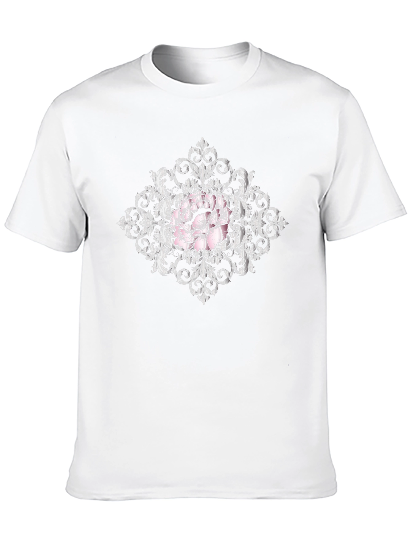 Ornate Floral Print Black T-Shirt