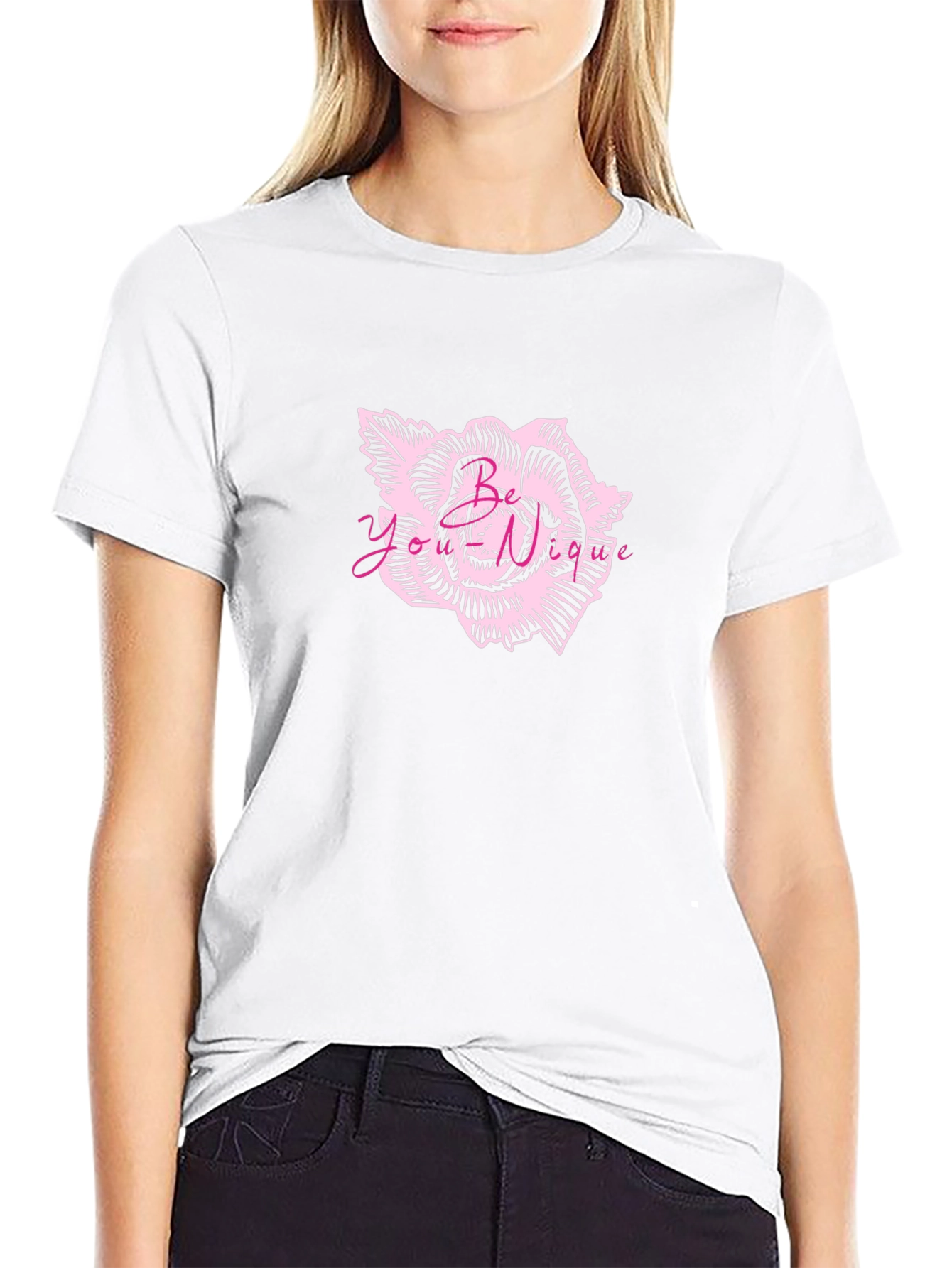 Mens Black Graphic Tee - Rose Print