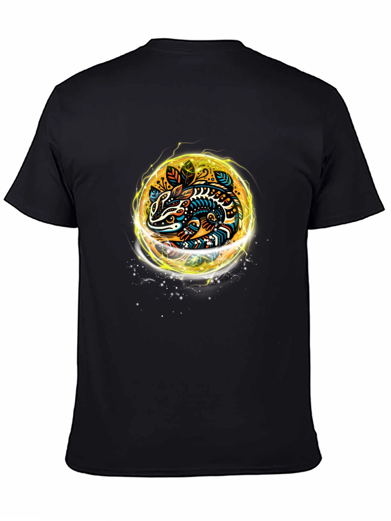 Abstract Lizard Graphic Tee - Black