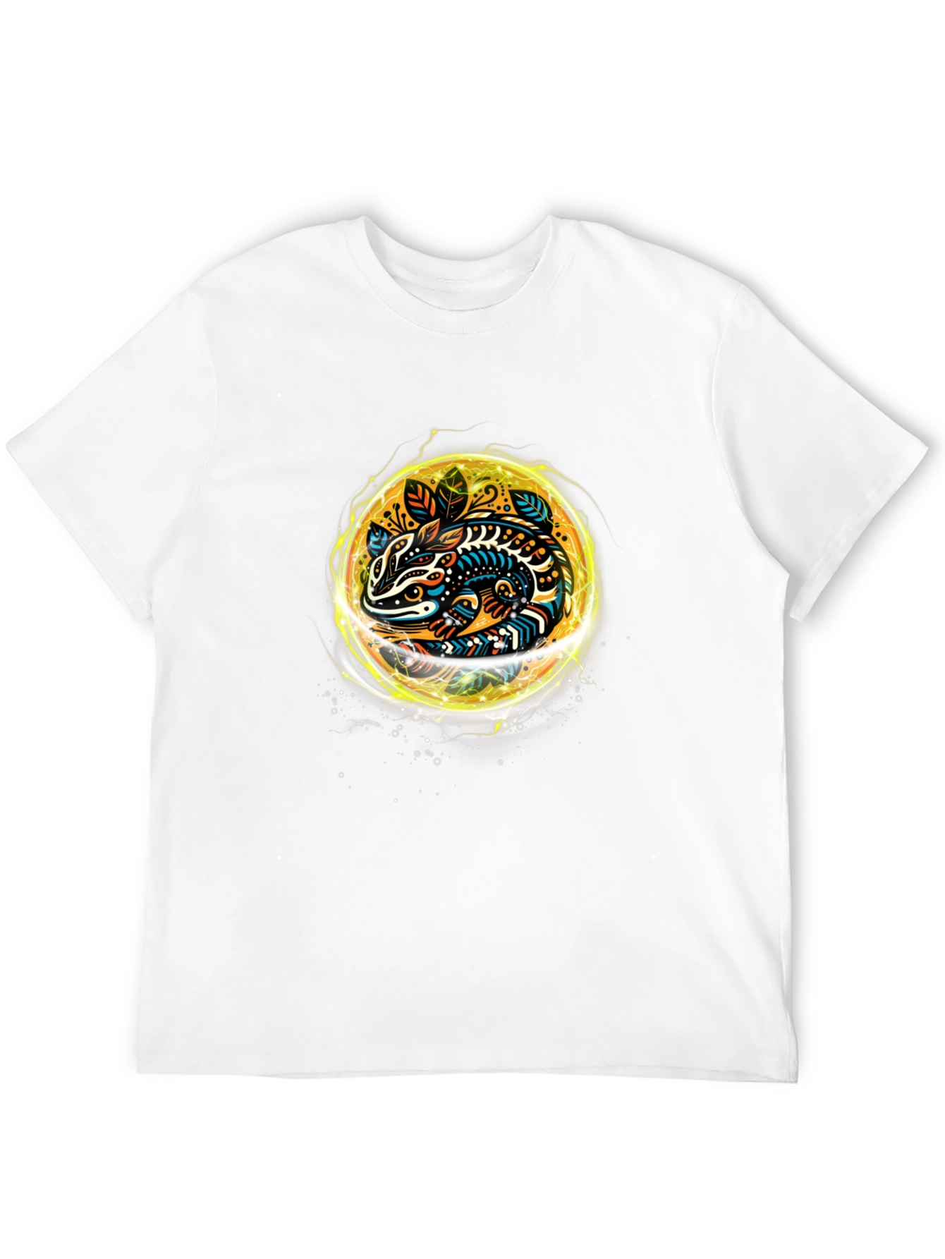 Abstract Lizard Graphic Tee - Black