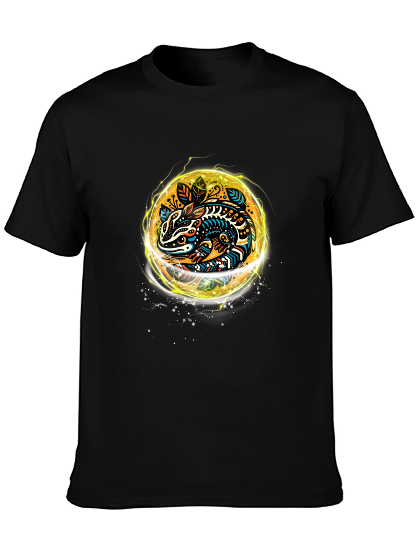 Abstract Lizard Graphic Tee - Black