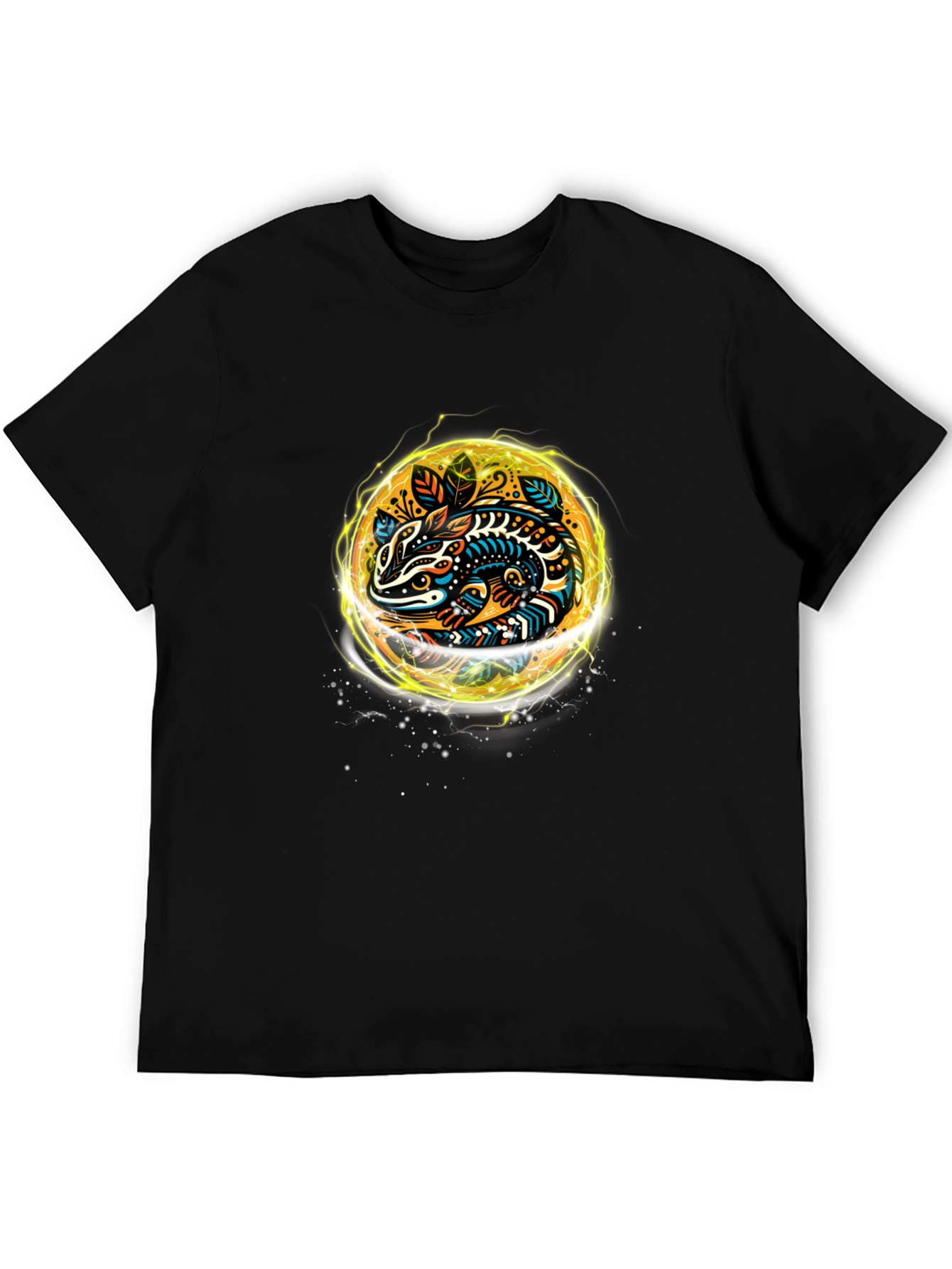 Abstract Lizard Graphic Tee - Black