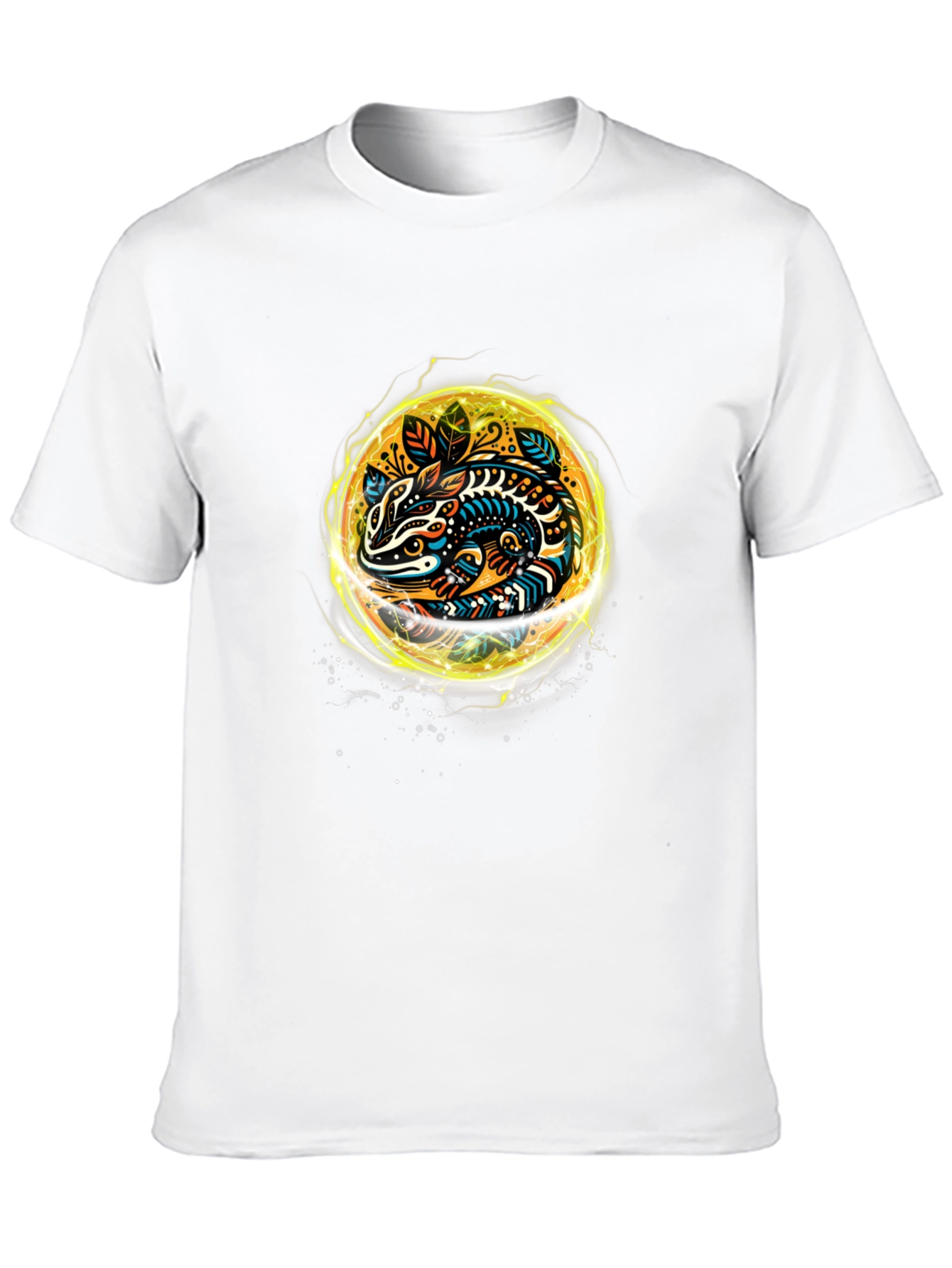 Abstract Lizard Graphic Tee - Black