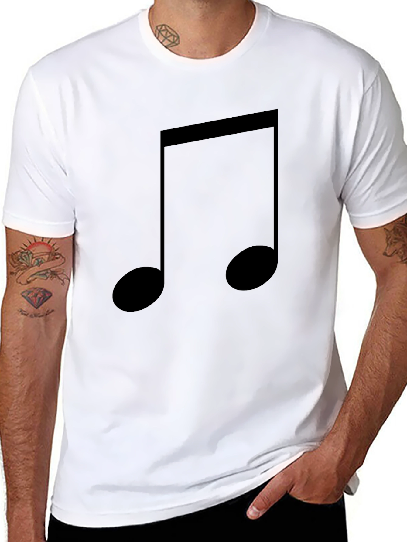Musical Note Graphic Tee - Classic Black Cotton T-Shirt