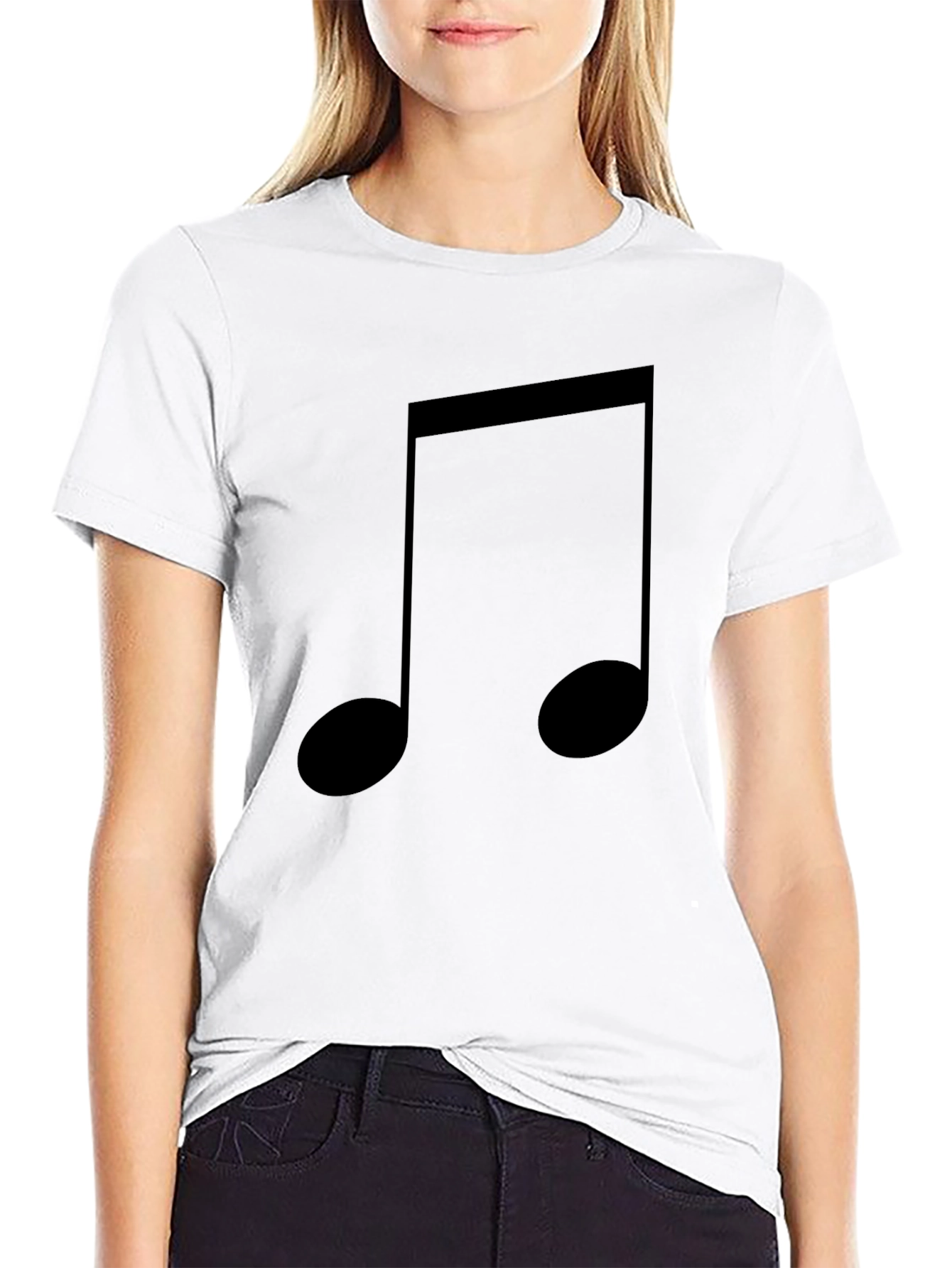 Musical Note Graphic Tee - Classic Black Cotton T-Shirt