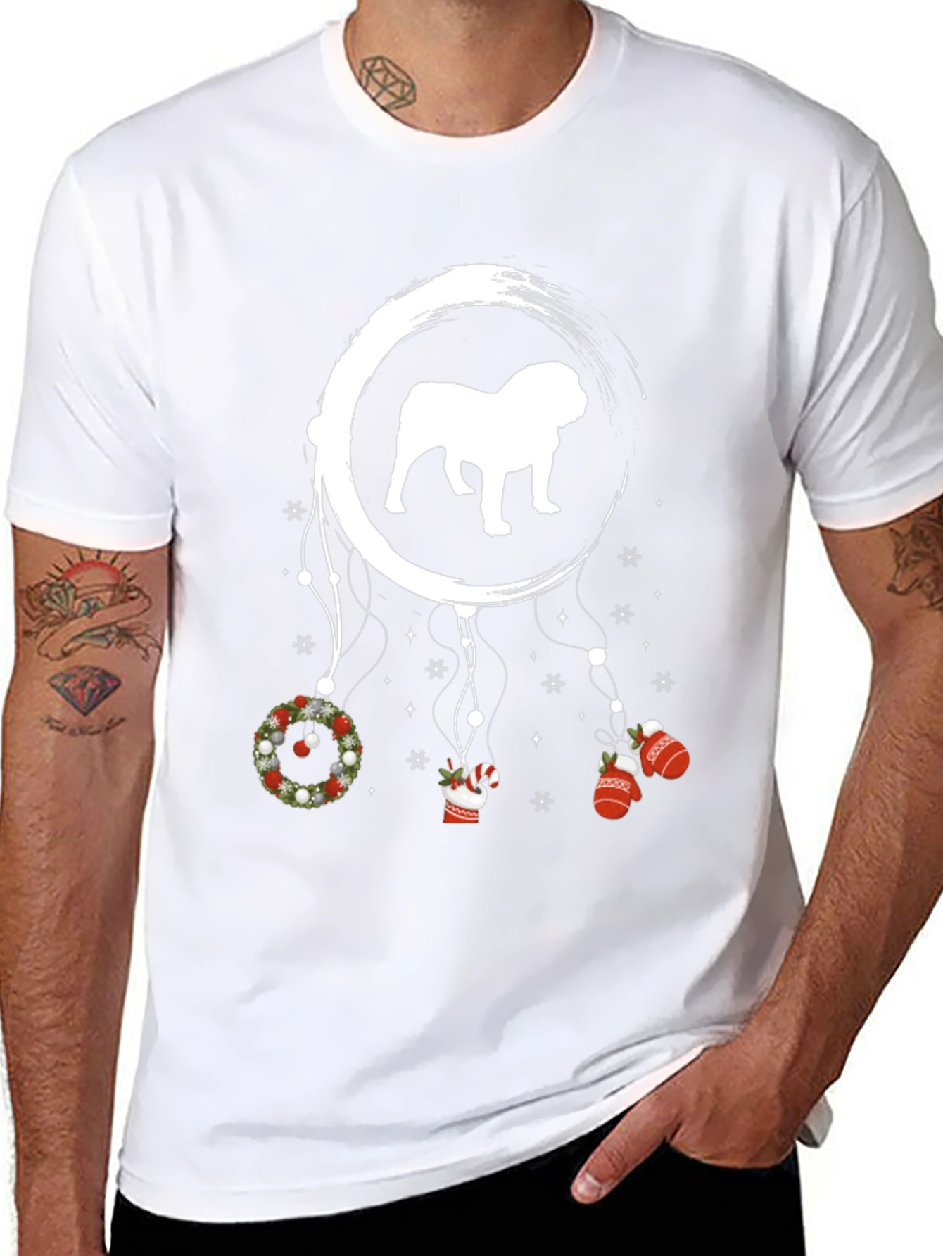 Bulldog Christmas Dreamcatcher T-Shirt – Festive Dog Lover Tee