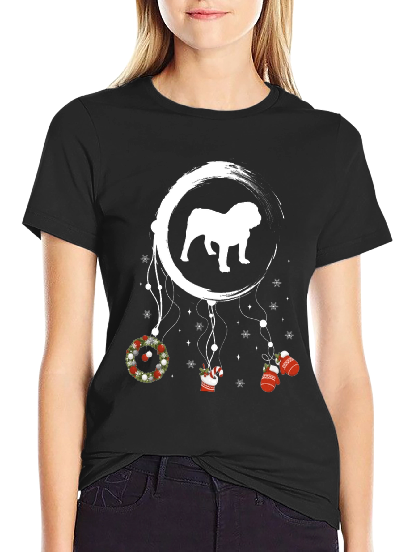 Bulldog Christmas Dreamcatcher T-Shirt – Festive Dog Lover Tee