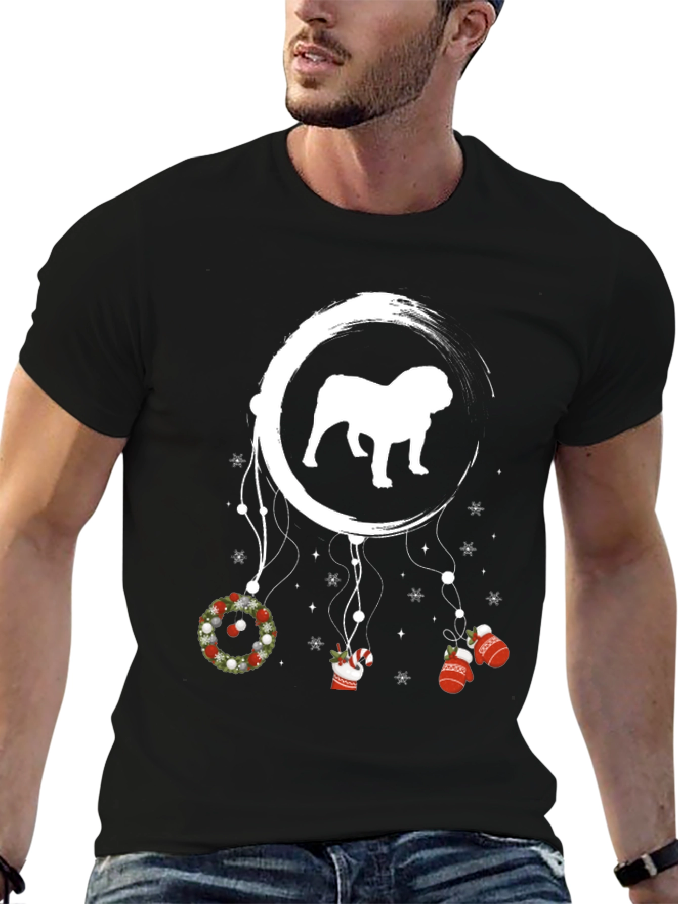 Bulldog Christmas Dreamcatcher T-Shirt – Festive Dog Lover Tee