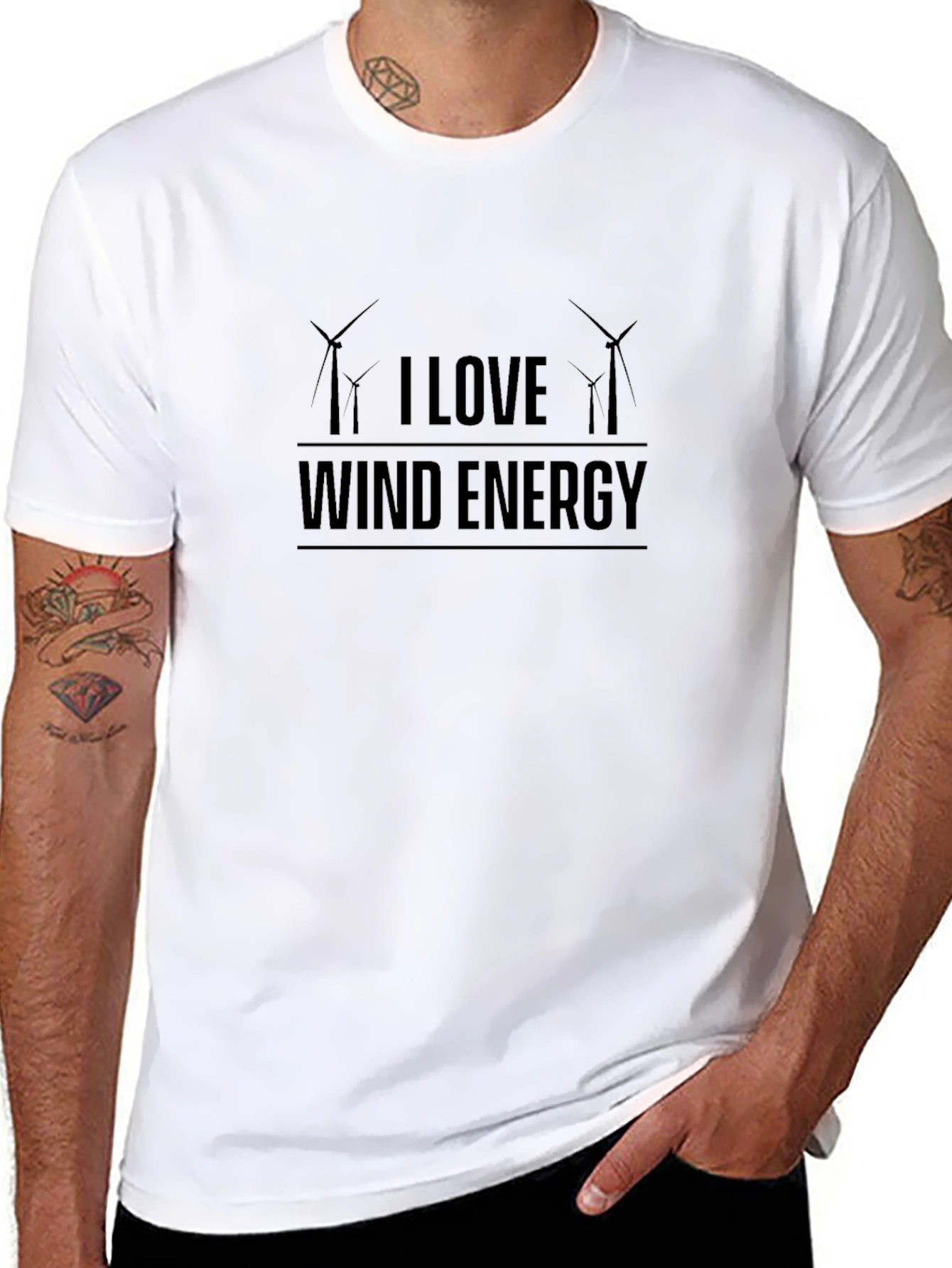 I Love Wind Energy T-Shirt - Black