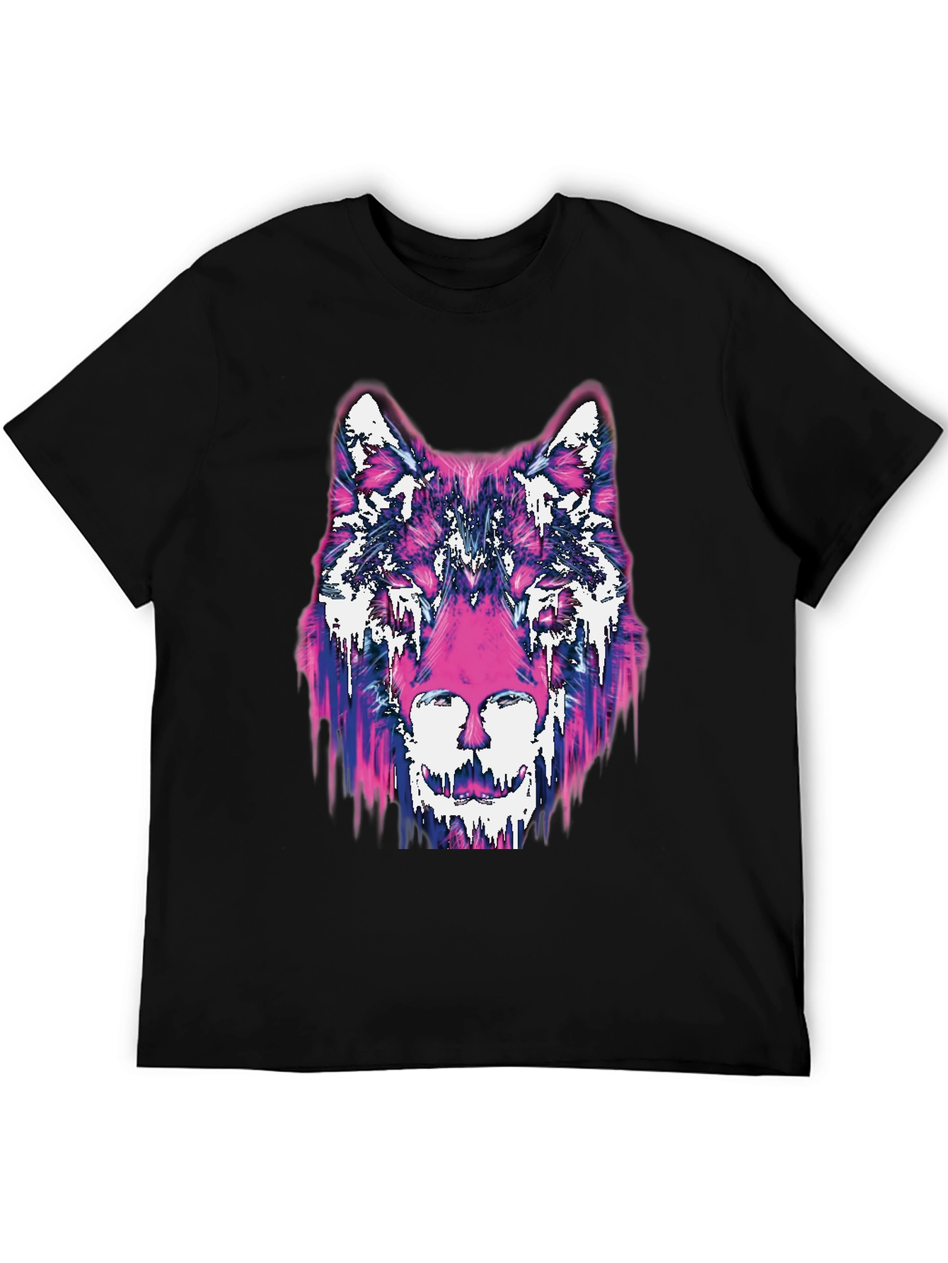 Abstract Wolf Graphic Black T-Shirt