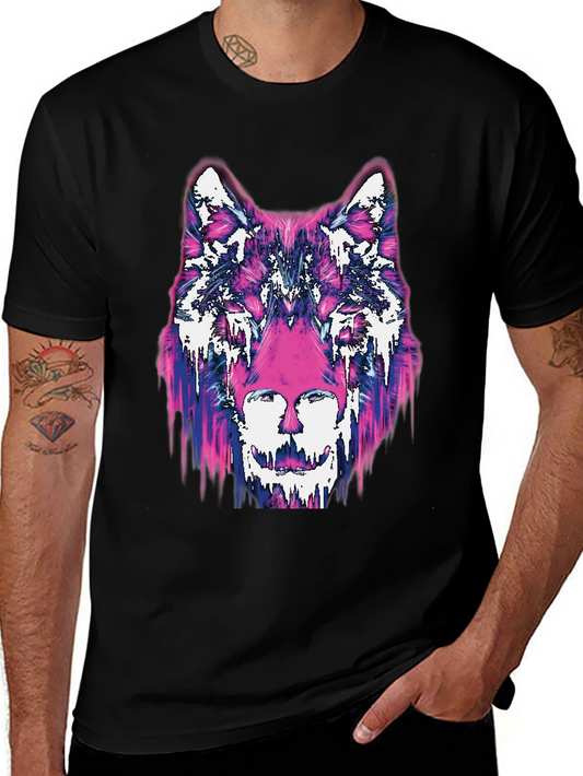 Abstract Wolf Graphic Black T-Shirt