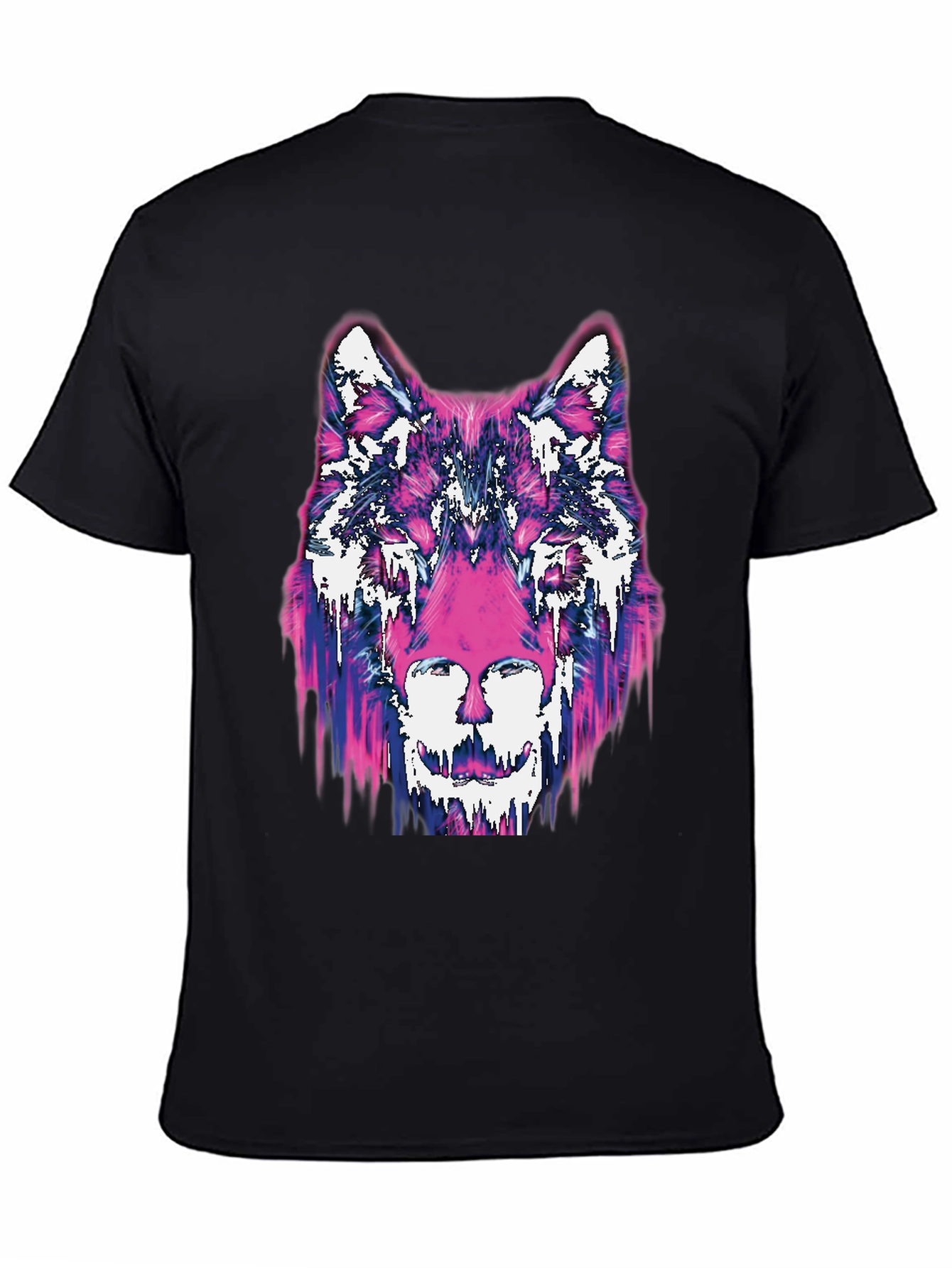 Abstract Wolf Graphic Black T-Shirt