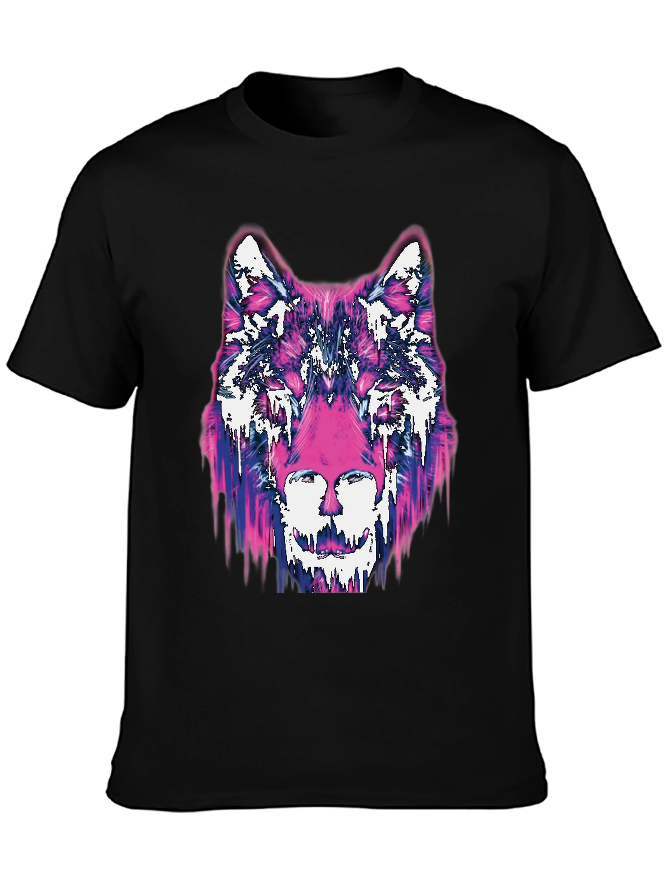 Abstract Wolf Graphic Black T-Shirt