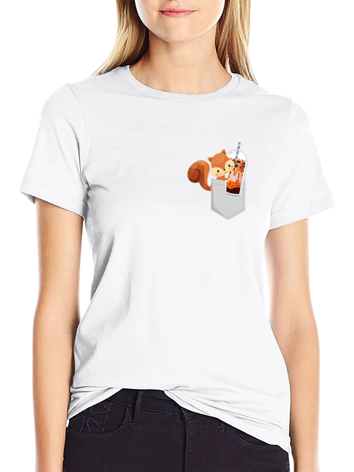 Squirrel in Pocket Bubble Tea T-Shirt